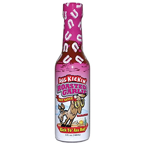 Ass Kickin' Roasted Garlic Hot Sauce - 5 oz Bottle (12 Pack) - Spicy Gourmet Gift for Hot Sauce Lovers - Perfect for Tacos, Wings & BBQ - Dare to Try This Flavorful Heat