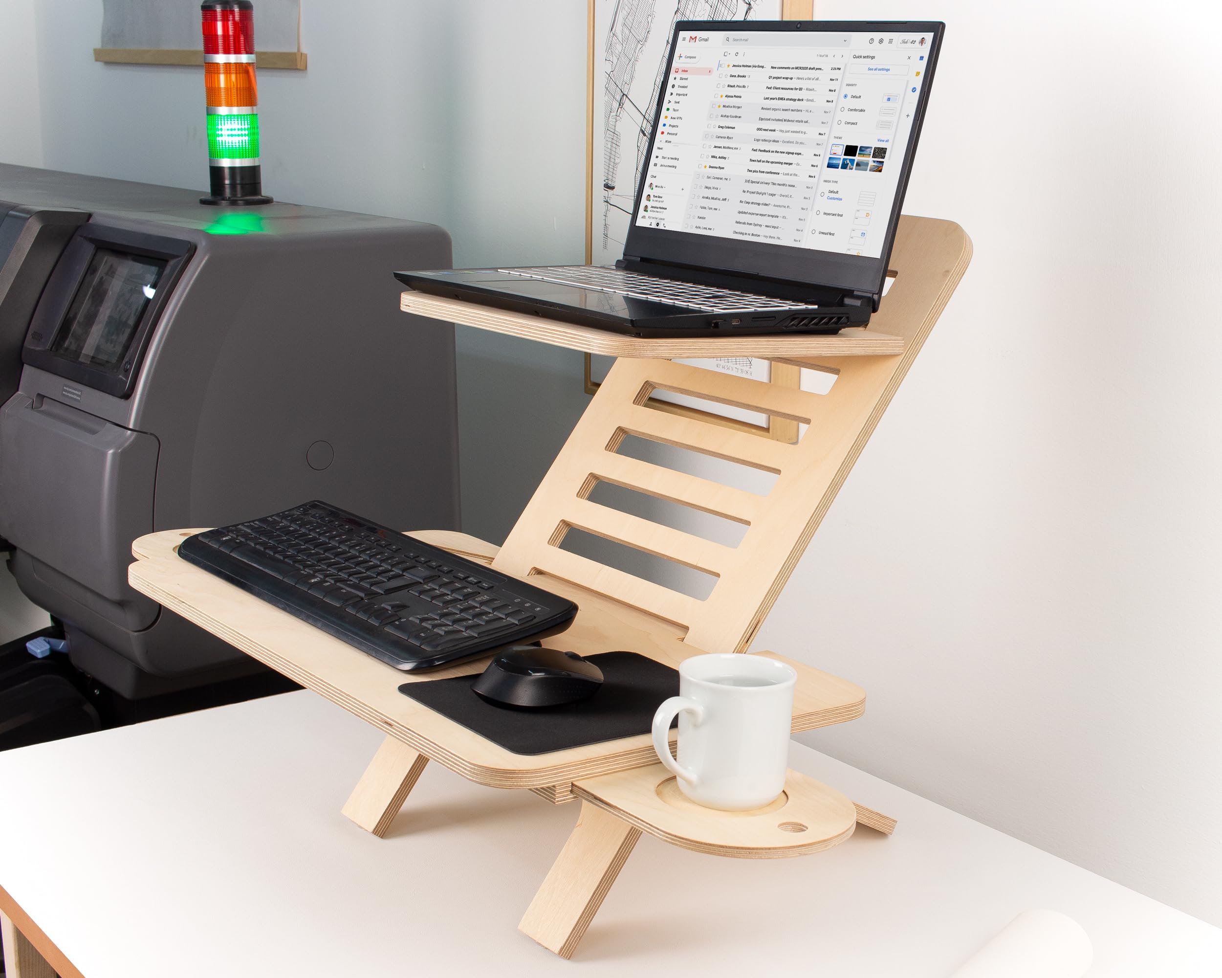 Adjustable Wood Laptop Stand for Standing Desk - Ergonomic Birch Plywood Monitor Riser - Home Office Workstation & Computer Desk Organizer - Perfect for Remote Work, Gaming Setup, and Workspace Ergonomics