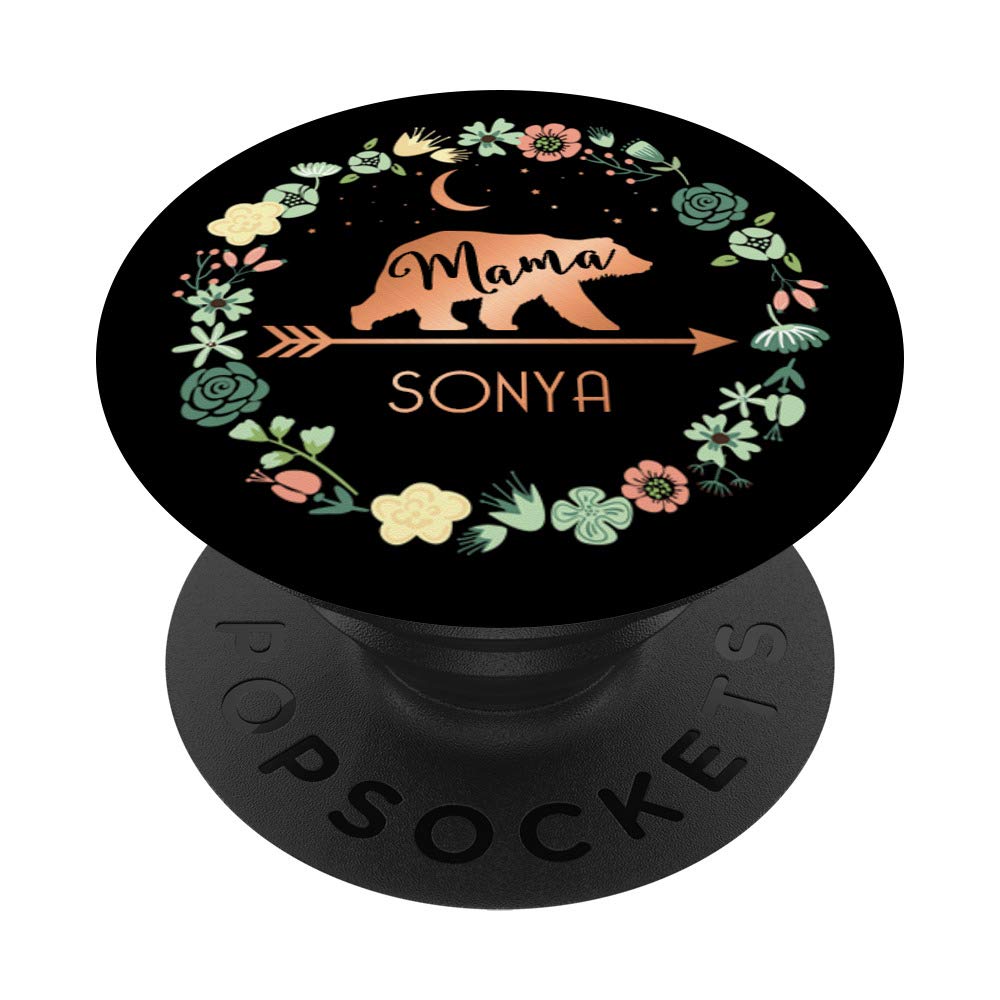 Personalized Mama Bear Floral PopGrip - Custom Name Gift for Sonya | Swappable Phone & Tablet Grip | Perfect for Moms, Birthdays & Mother's Day