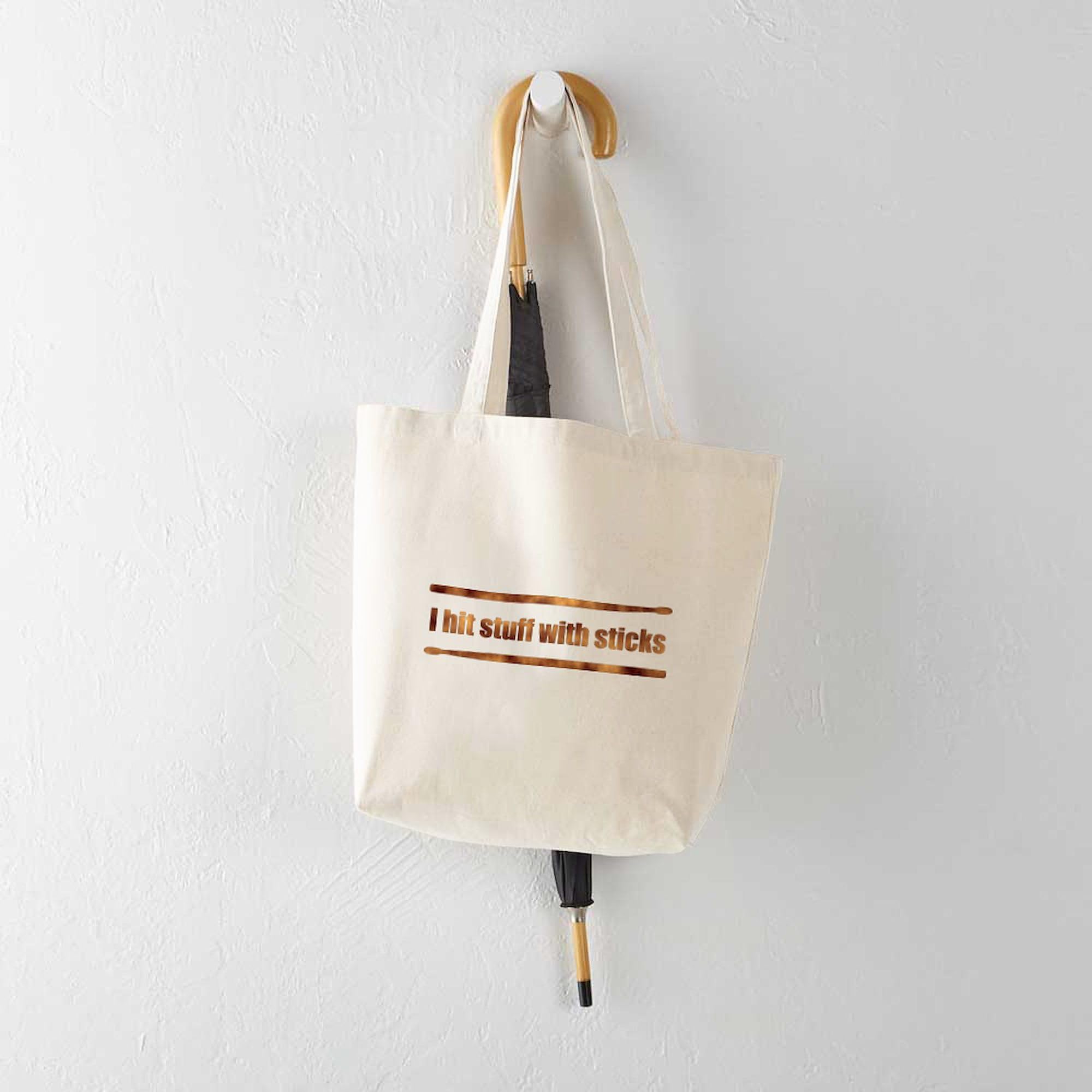 Drum Stick Tote Bag - Natural Canvas Reusable Shopping Bag for Groceries, Beach & Music Lovers | Eco-Friendly Carryall