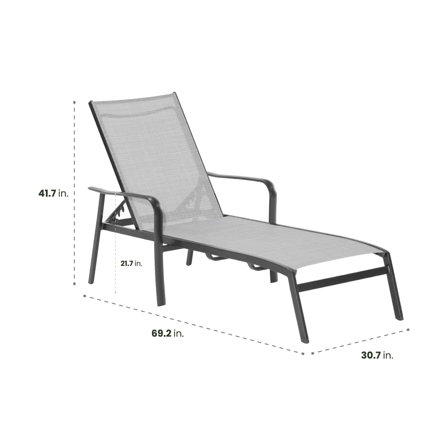 Hanover Foxhill All-Weather Commercial-Grade Aluminum Outdoor Chaise Lounge Chair with Sunbrella Sling Fabric - Patio, Poolside & Backyard Reclining Chair for Relaxing, Sunbathing & Outdoor Lounging