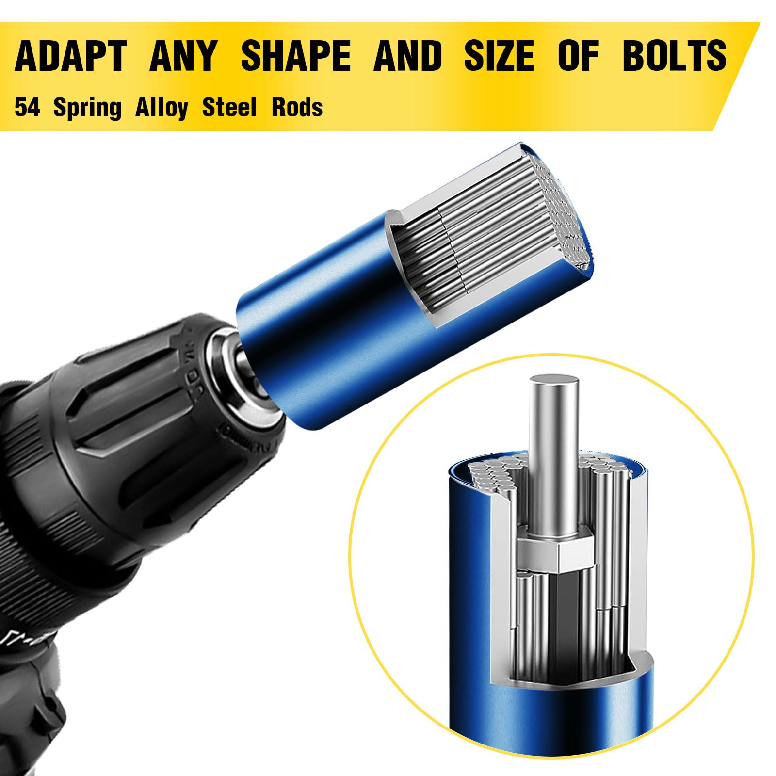 Universal Socket Wrench Set with Power Drill Adapter - 12-in-1 Multi-Tool for DIY, Auto Repair & Home Improvement - Perfect Gift for Men, Husband, Dad, Boyfriend (Father's Day, Birthday) - Blue - Ideal for Mechanics, Handymen & DIY Enthusiasts