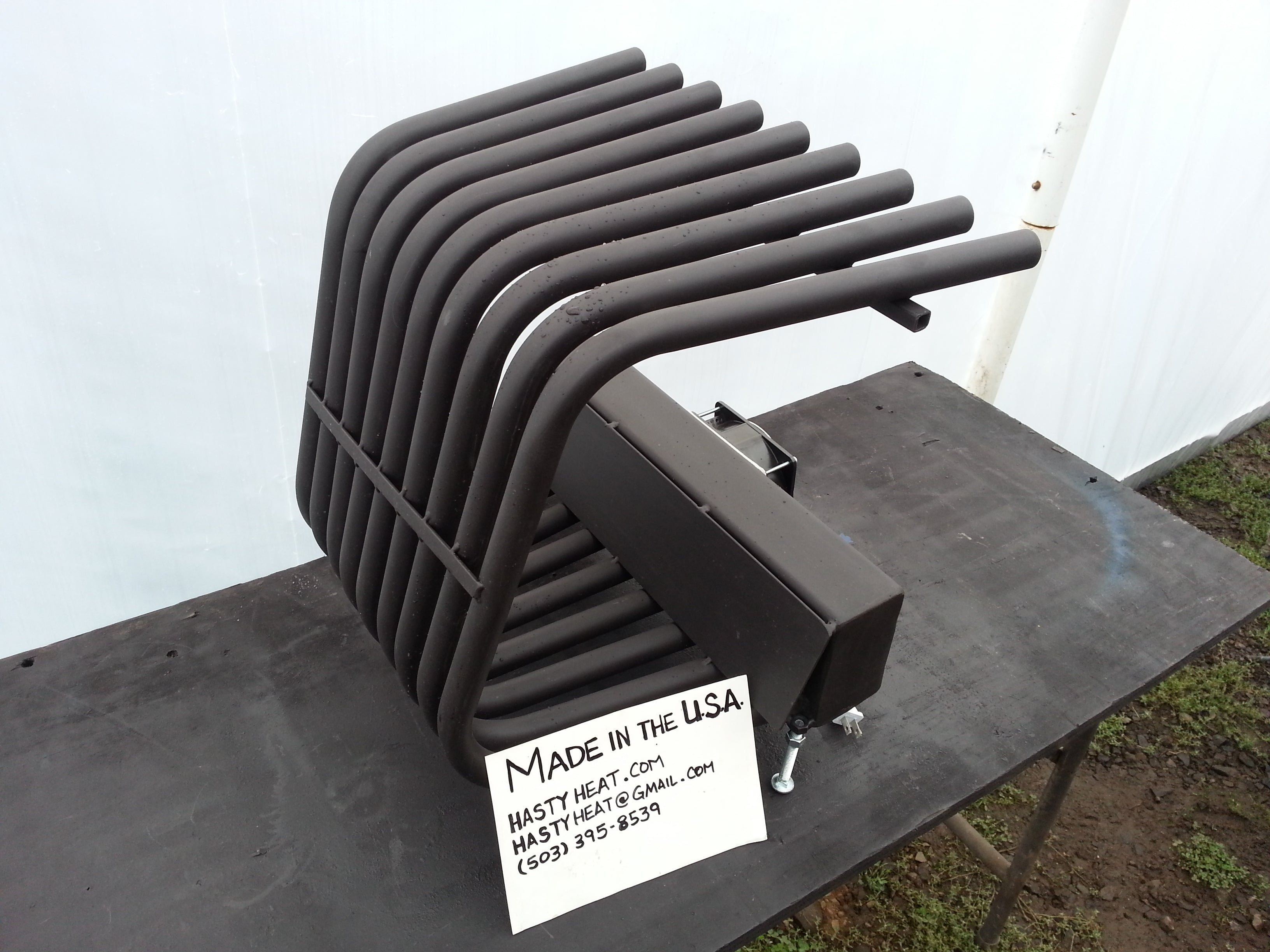 High-Efficiency Small Tapered Fireplace Grate with Heat Exchanger & Blower - Perfect for Heating Small Rooms, Cabins, and Outdoor Spaces