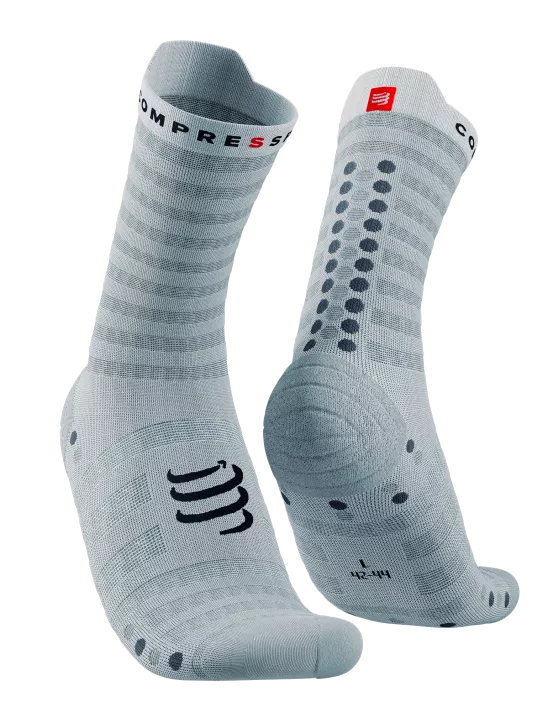 Compressport Unisex Pro Racing Socks v4.0 - Ultralight Running Socks for Men & Women - High Performance Athletic Socks for Marathon, Triathlon & Training - White/Alloy Color