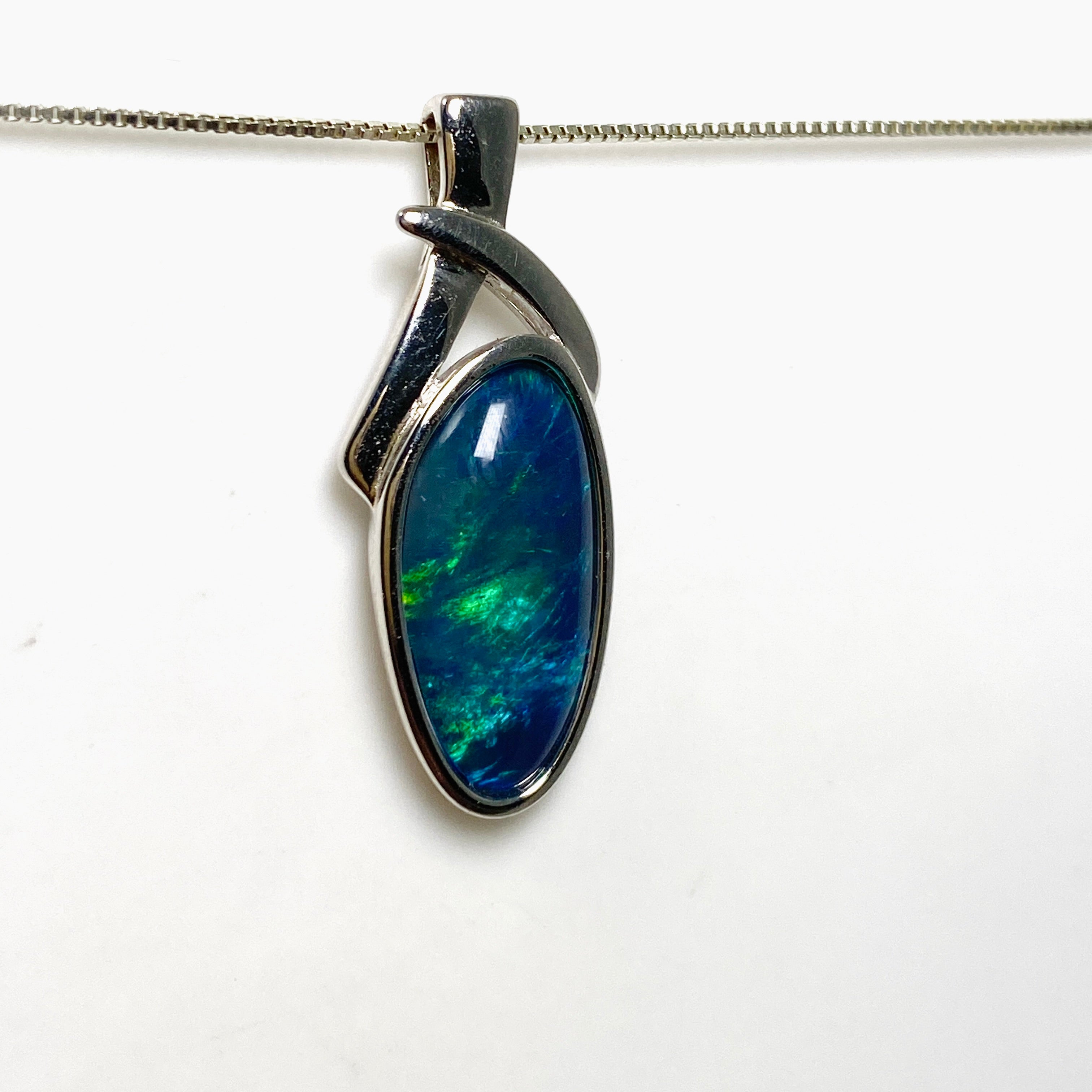 Australian Opal Triplet Freeform Cabochon Pendant in Decorative Sterling Silver Setting - GPJ17 | Elegant Jewelry for Women, Gift for Her, Birthday & Anniversary Present