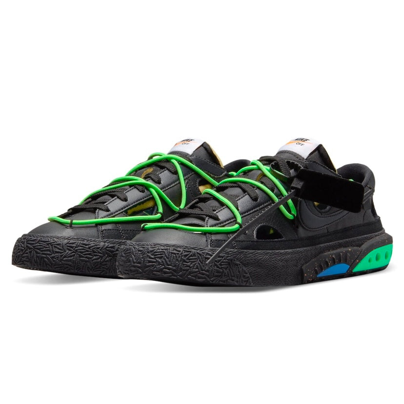 Off White x Nike Blazer Low Sneakers - Black & Green Colorway - Men's/Women's Basketball Shoes for Streetwear & Casual Wear