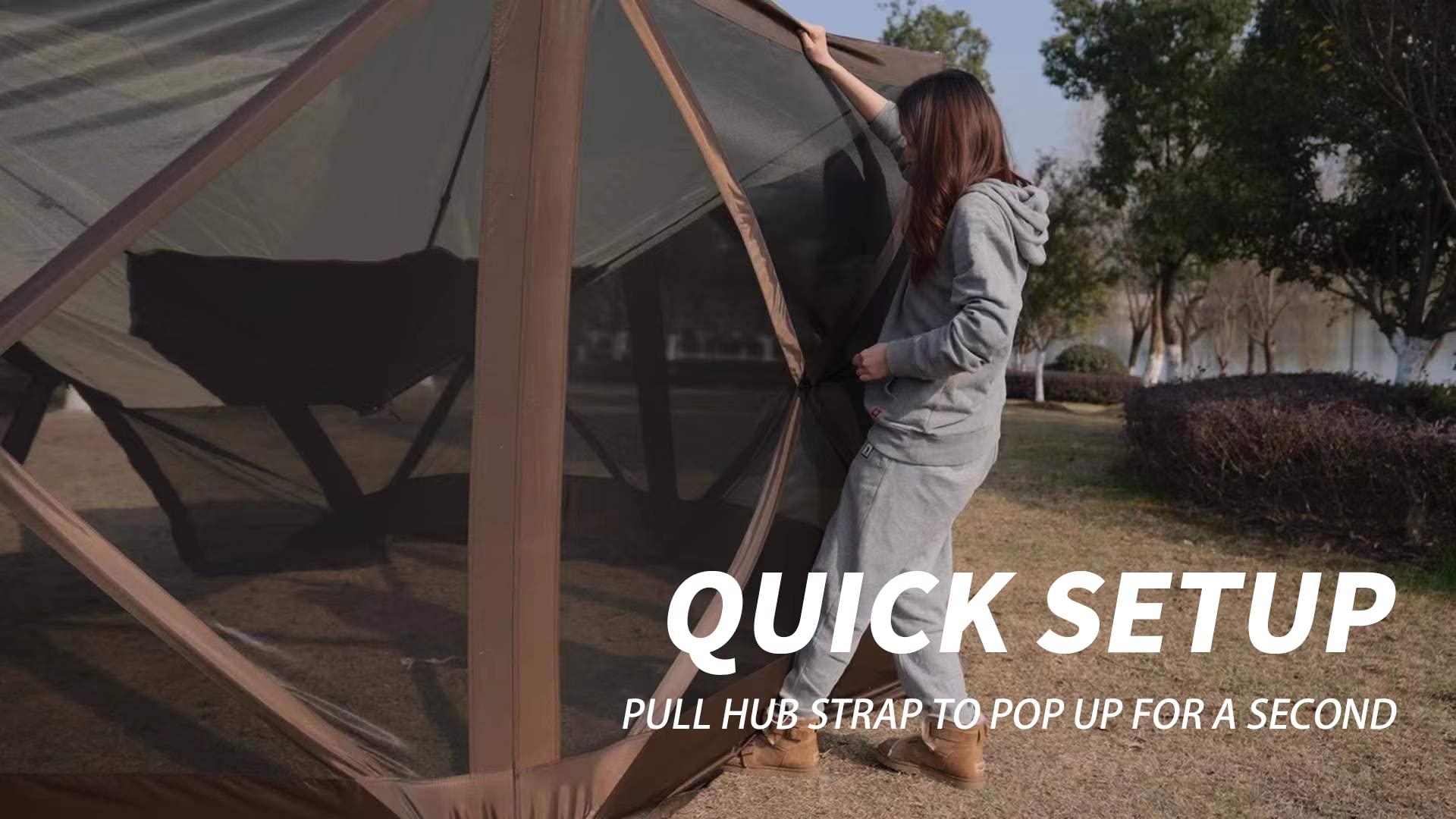 12'x12' Pop Up Instant Gazebo with 6 Sides & Screens - 8-10 Person Portable Canopy Tent for Camping, Backyard, Patio, Picnics & Outdoor Gatherings (Grey) - Perfect for BBQs, Beach Trips and Garden Parties