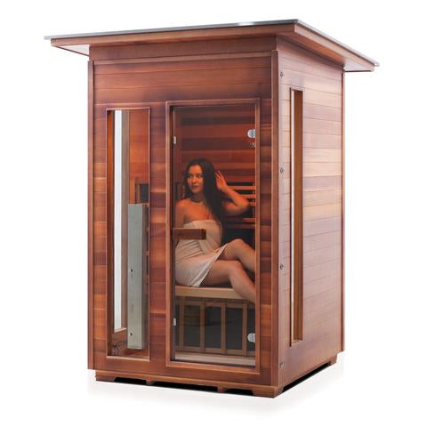 Enlighten Sauna Rustic 2-Person Full Spectrum Infrared Sauna for Indoor & Outdoor Use - Perfect for Home Relaxation, Detox & Muscle Recovery