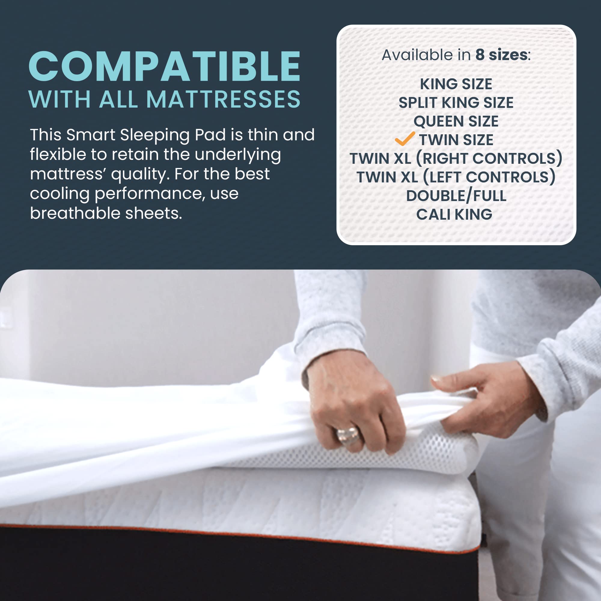 Smart Cooling Mattress Topper with Active Airflow - Temperature Regulating King Size Cooling Pad for Bed - Built-in Sensors & Comfortable Smart Bed Cooling System - Perfect for Hot Sleepers & Night Sweat Relief