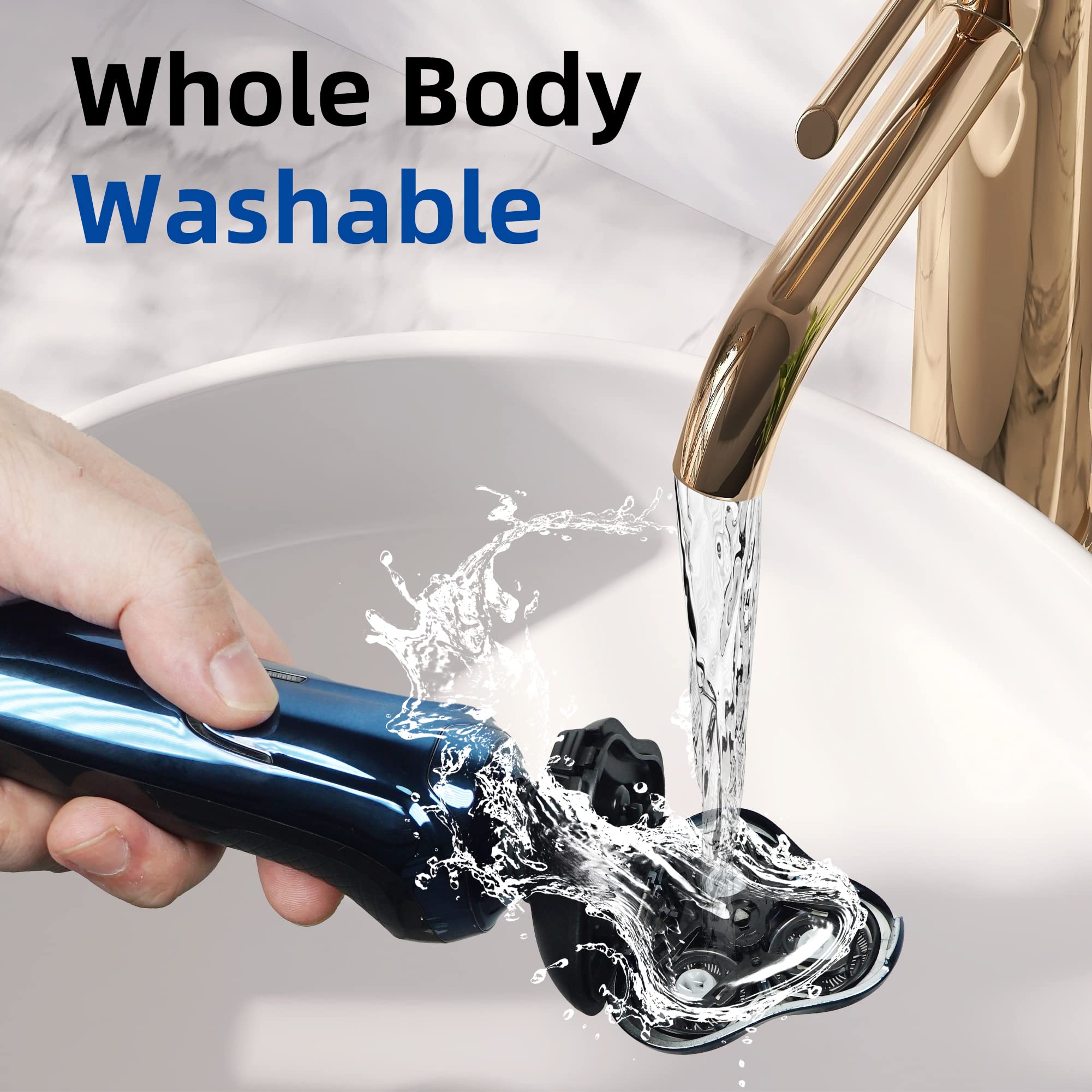 Premium 3-in-1 Electric Razor for Men - Wet & Dry Waterproof Shaver with Precision Blades | Smooth Shaving for Face, Head & Body | Ideal for Travel & Daily Grooming (Blue)