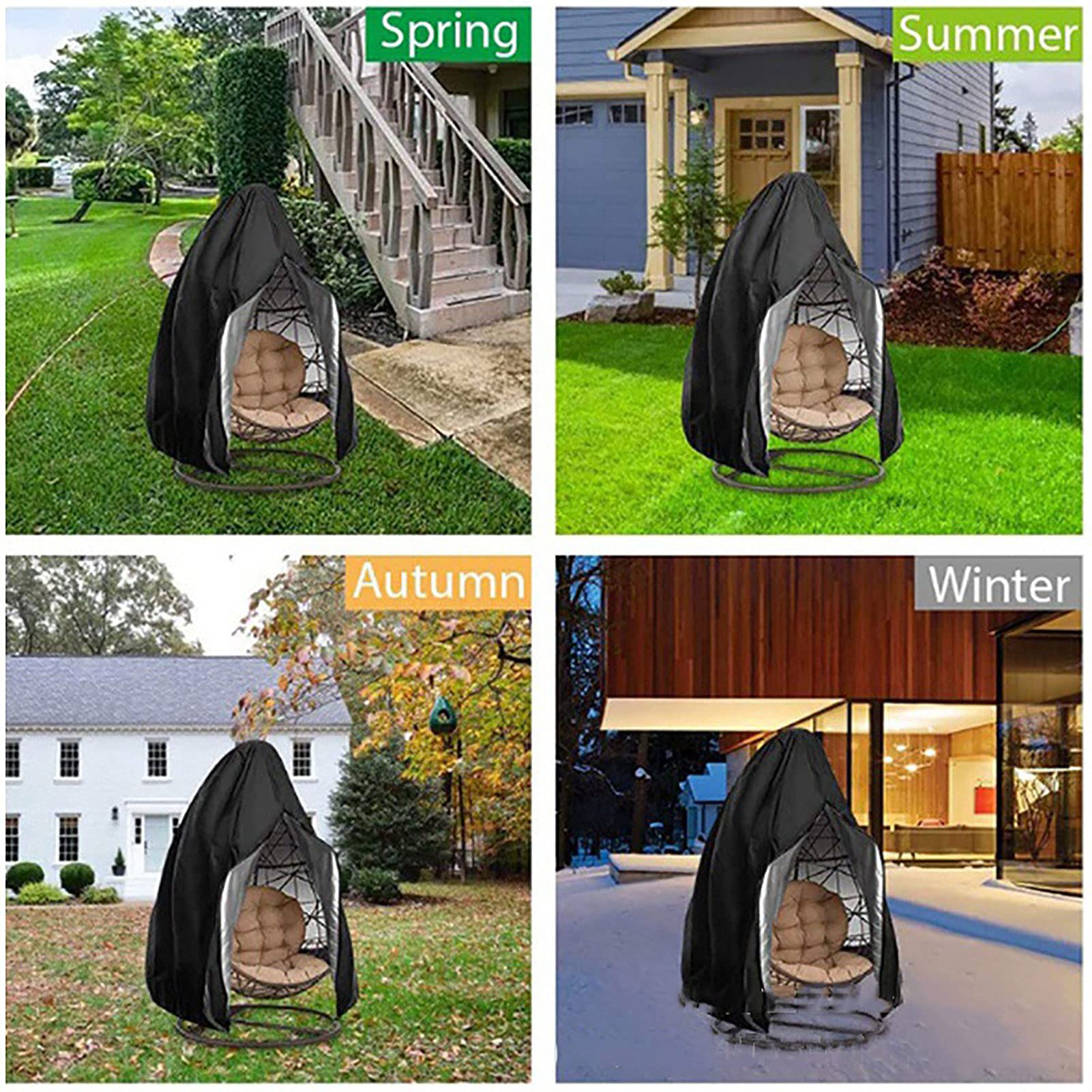 Waterproof Outdoor Hanging Egg Chair Cover - Dustproof Single Seat Wicker Swing Chair Protector for Patio, Garden & Backyard - Fits Rattan Cocoon Egg Chairs & Outdoor Furniture (Ideal for Rainy Days & Dusty Weather)