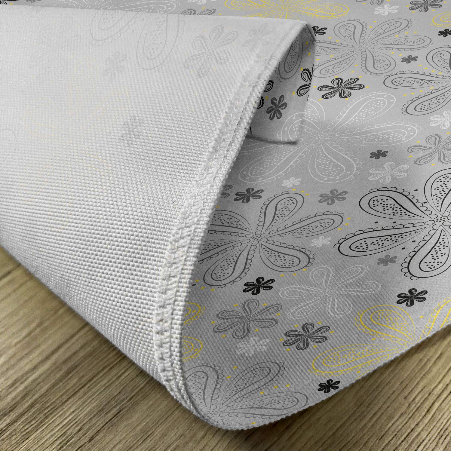Ambesonne Bohemian Style Place Mats Set of 4 - Grey and Yellow Paisley Floral Print Washable Fabric Placemats for Dining Table & Kitchen Decor | Perfect for Dinner Parties, Holiday Gatherings & Everyday Use