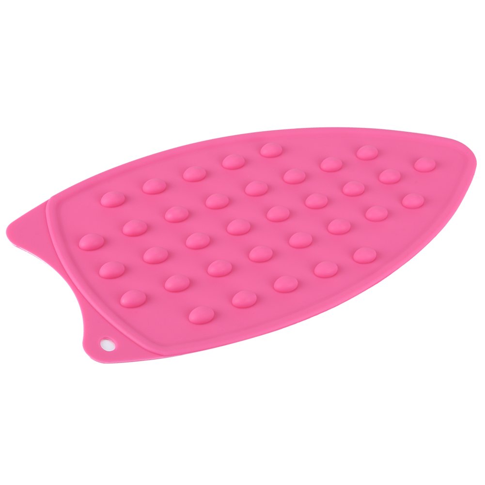 Ahdaskoo Silicone Ironing Rest Pad - Anti-Slip Thickened Iron Holder Mat for Table Protection, Heat Resistant & Safe Iron Stand Accessory (Pink) - Perfect for Home Laundry, Quilting & Fabric Crafts
