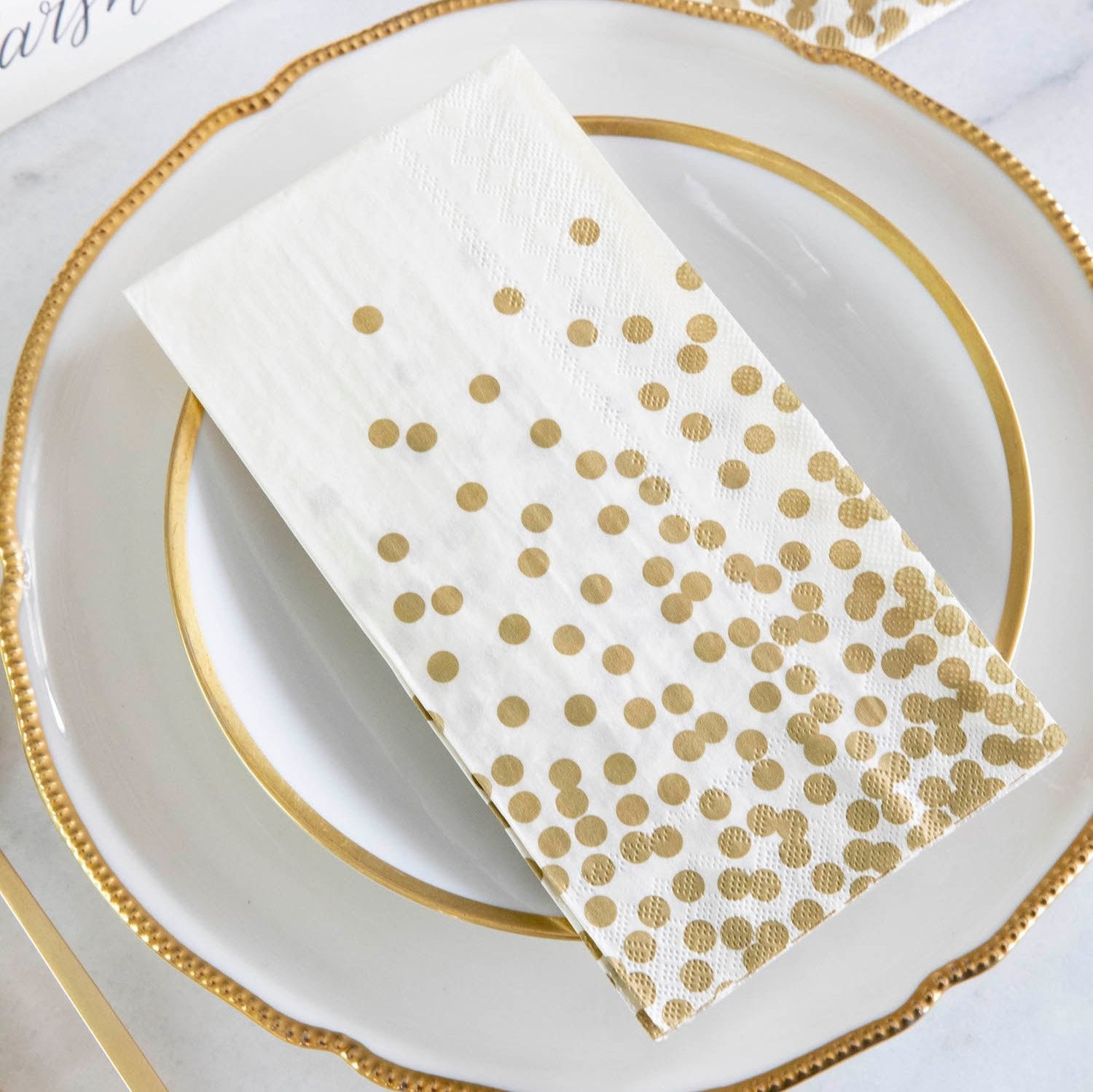 Gold Confetti Guest Napkins - Elegant Disposable Party Napkins for Weddings, Birthdays & Celebrations - Perfect for Table Settings, Cocktail Parties & Special Events