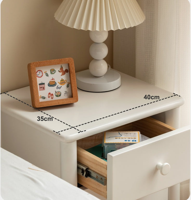 Solid Wood Poplar Kids Nightstand - American White Bedside Table for Children's Room, Nursery, or Playroom - Durable & Stylish Furniture for Bedtime Storage