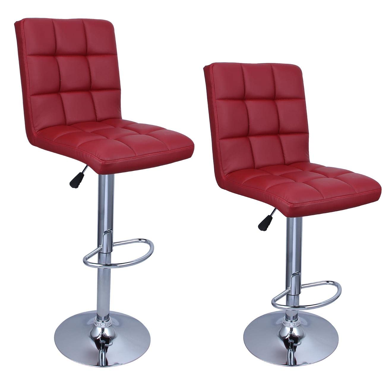 Set of 2 Modern Leather Swivel Bar Stools - Adjustable Height Counter Stools for Kitchen Island, Dining Room & Home Bar - Perfect Gift for Men, Women, Dad & Home Decor Enthusiasts