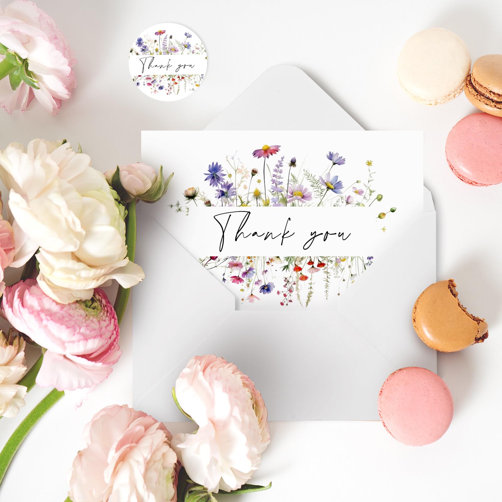 36 Pack Floral Thank You Cards Bulk - Wildflower Greeting Cards with Envelopes & Stickers, 4x6 Inch Blank Note Cards for Birthday, Wedding, Baby Shower, Bridal Shower - Perfect for Handwritten Notes, Party Invitations & Gift Giving
