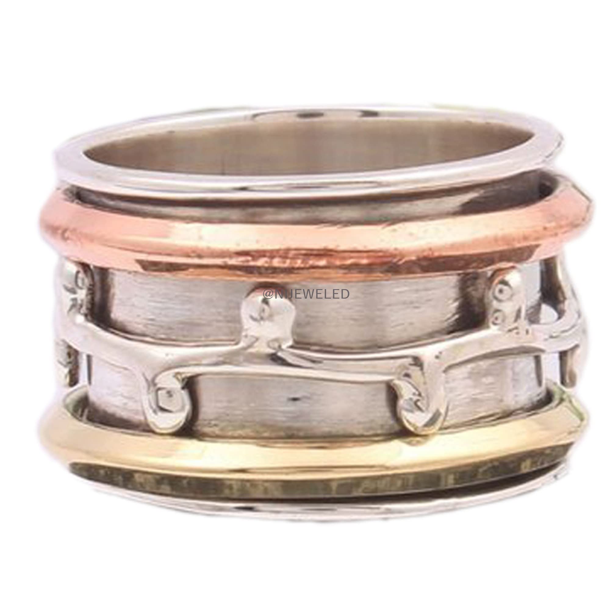 Elegant Floral Textured Spinner Ring for Women - 925 Sterling Silver Anxiety Relief & Meditation Jewelry - Perfect for Stress Relief, Mindfulness Practice, and Fashion Accessories