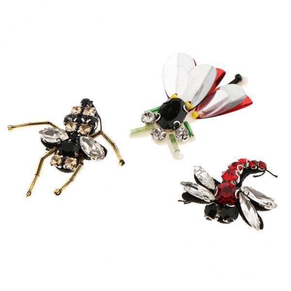 Vaveren 2X 3pcs/Set Bee Sequins Rhinestones Beaded Patches for DIY Sewing Appliques - Embellish Costumes, Bags, Jeans & Home Decor Crafts