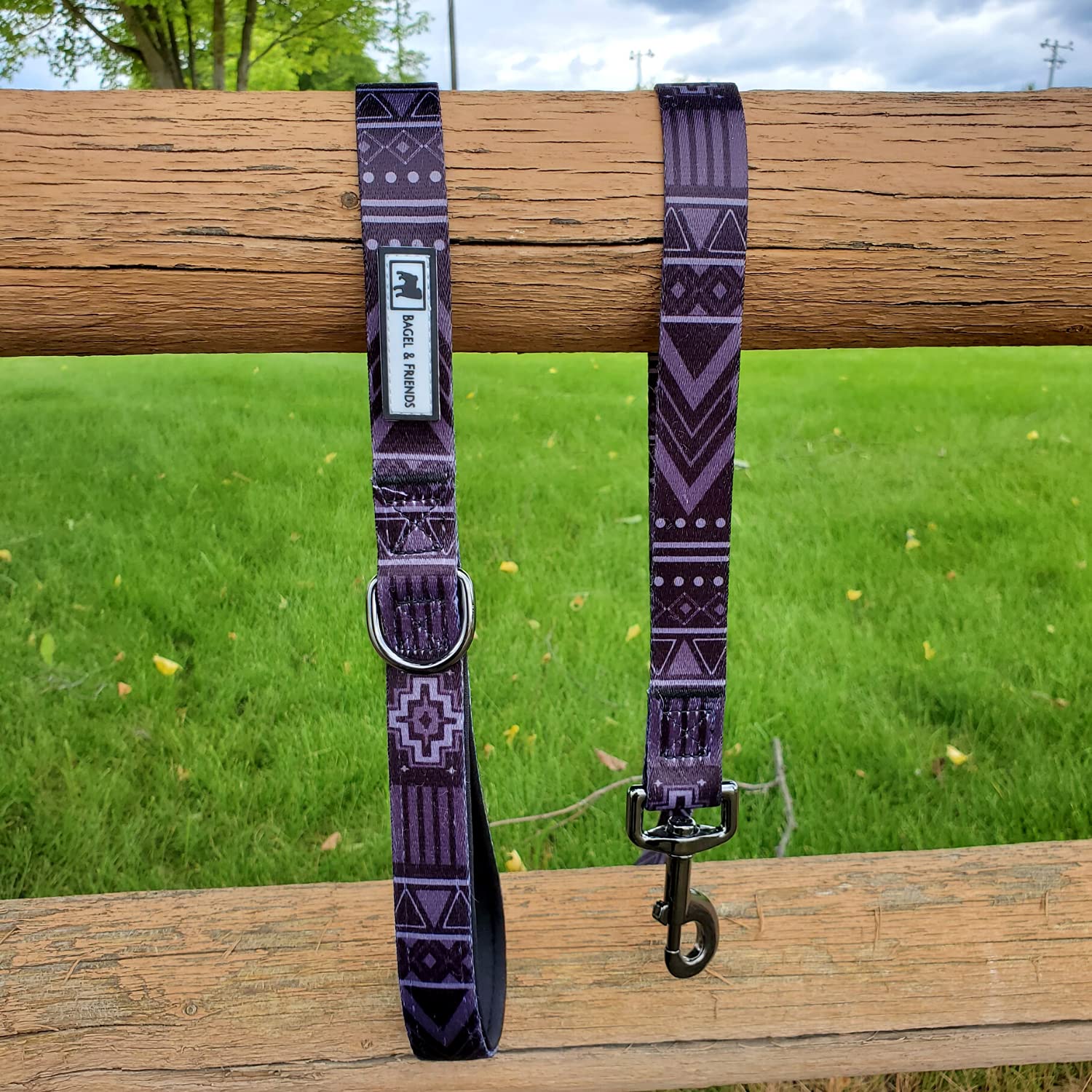 Premium Matching Dog Collar & Leash Set - Adjustable XS/S/M/L Sizes for Male & Female Dogs - Durable Black Tribal Pattern - Perfect for Training, Walks & Outdoor Adventures
