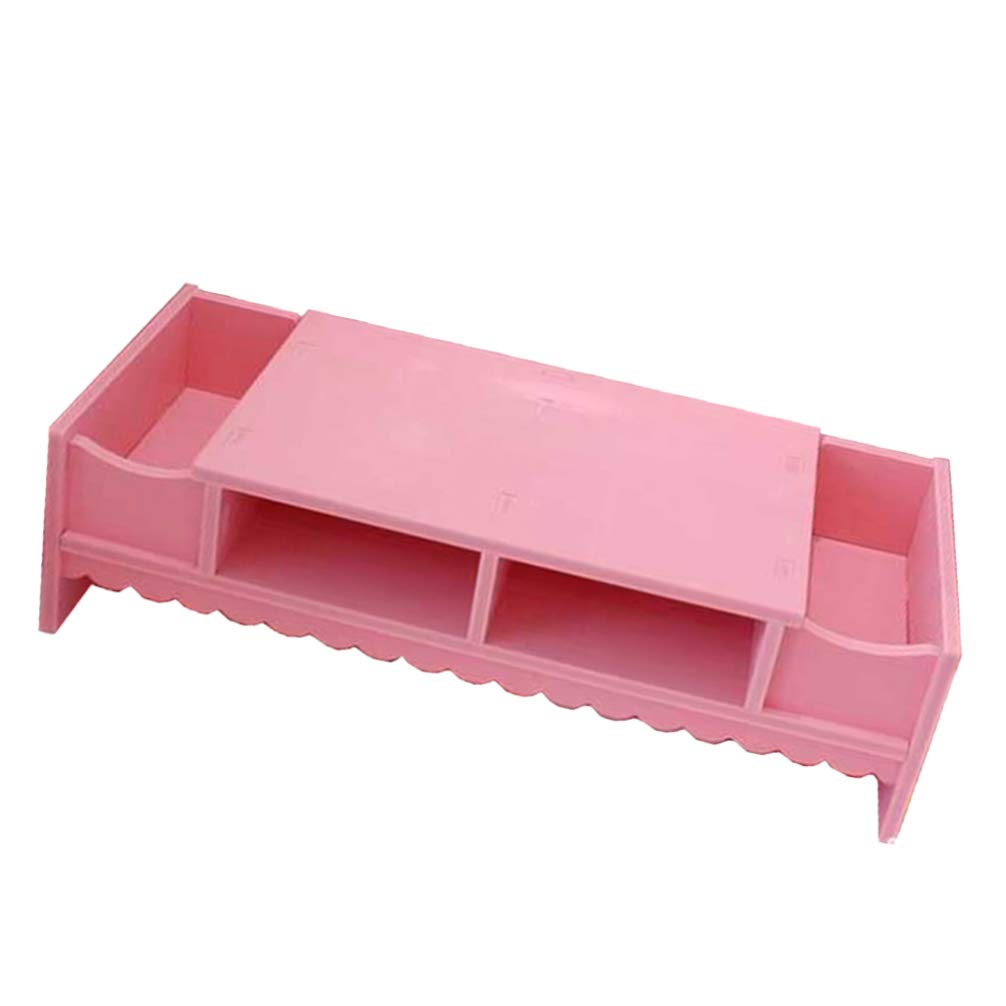 Cabilock Pink Monitor Stand Riser with Storage Drawer - Adjustable Desktop Organizer for Computer, Laptop & Phone - Space Saving Office Desk Accessory for Home & Workstation