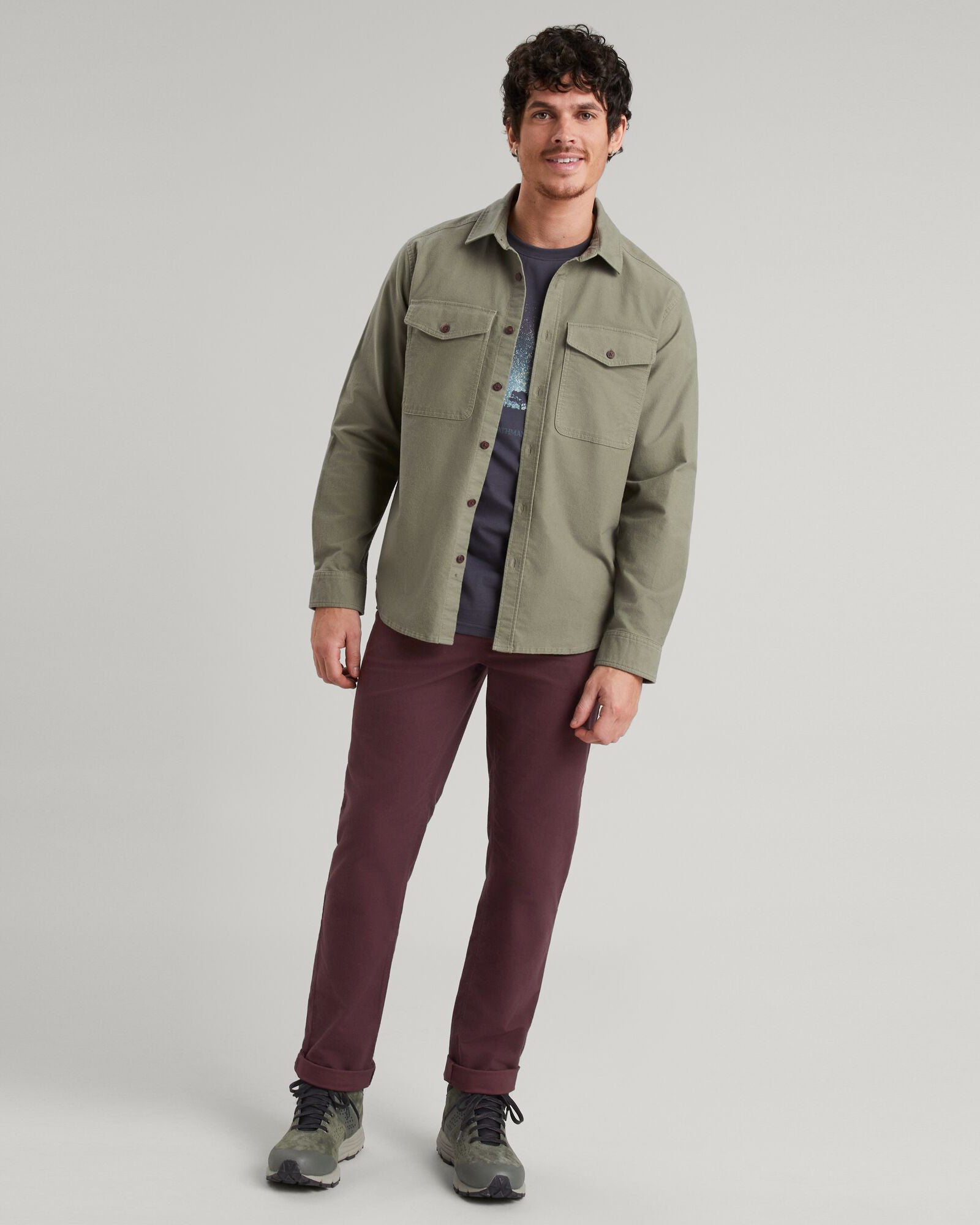 Men's Huntly Moleskin Long Sleeve Shirt - Comfortable Casual Button Down Shirt for Men, Beech Brown - Perfect for Outdoor Adventures, Office Wear & Everyday Style