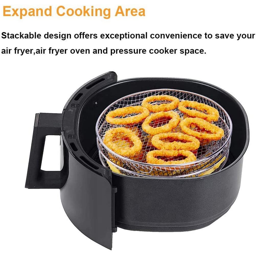 3-Tier Stackable Air Fryer Dehydrator Racks for Gowise & Ninja Steel Air Fryers - Fits 4.2-5.8QT Models - Perfect for Drying Fruits, Jerky & Herbs at Home