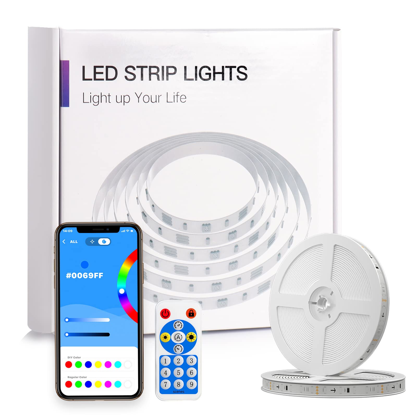 600 LED RGB-IC Dream Color Strip Light - 65.6Ft Super Long LED Light Strips with Remote, Control Box & App Control - 9 Scene Modes & Music Sync - Perfect for Home, Kitchen, Bedroom, Party & Holiday Decorations