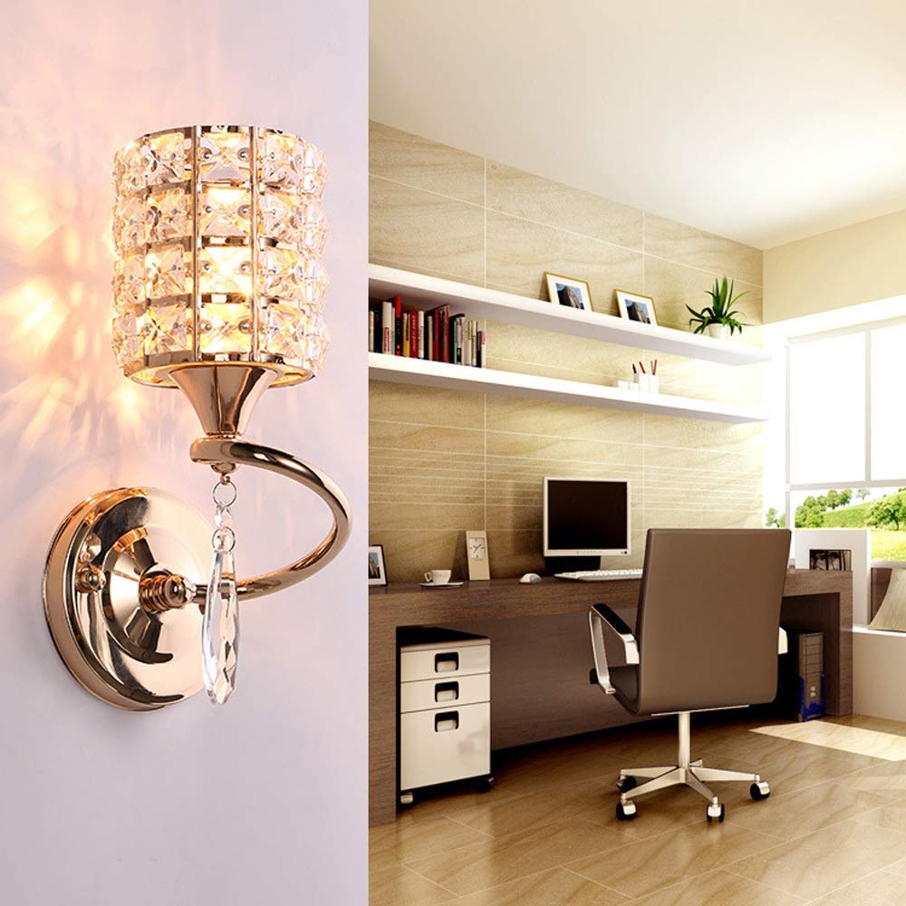 Modern Minimalist Wall Mounted Light - Crystal Pendant Sconce with E27 Base for Living Room, Bedroom, Kitchen & Restaurant | Warm White LED Lighting for Romantic Ambiance, Hallway & Aisle Decoration