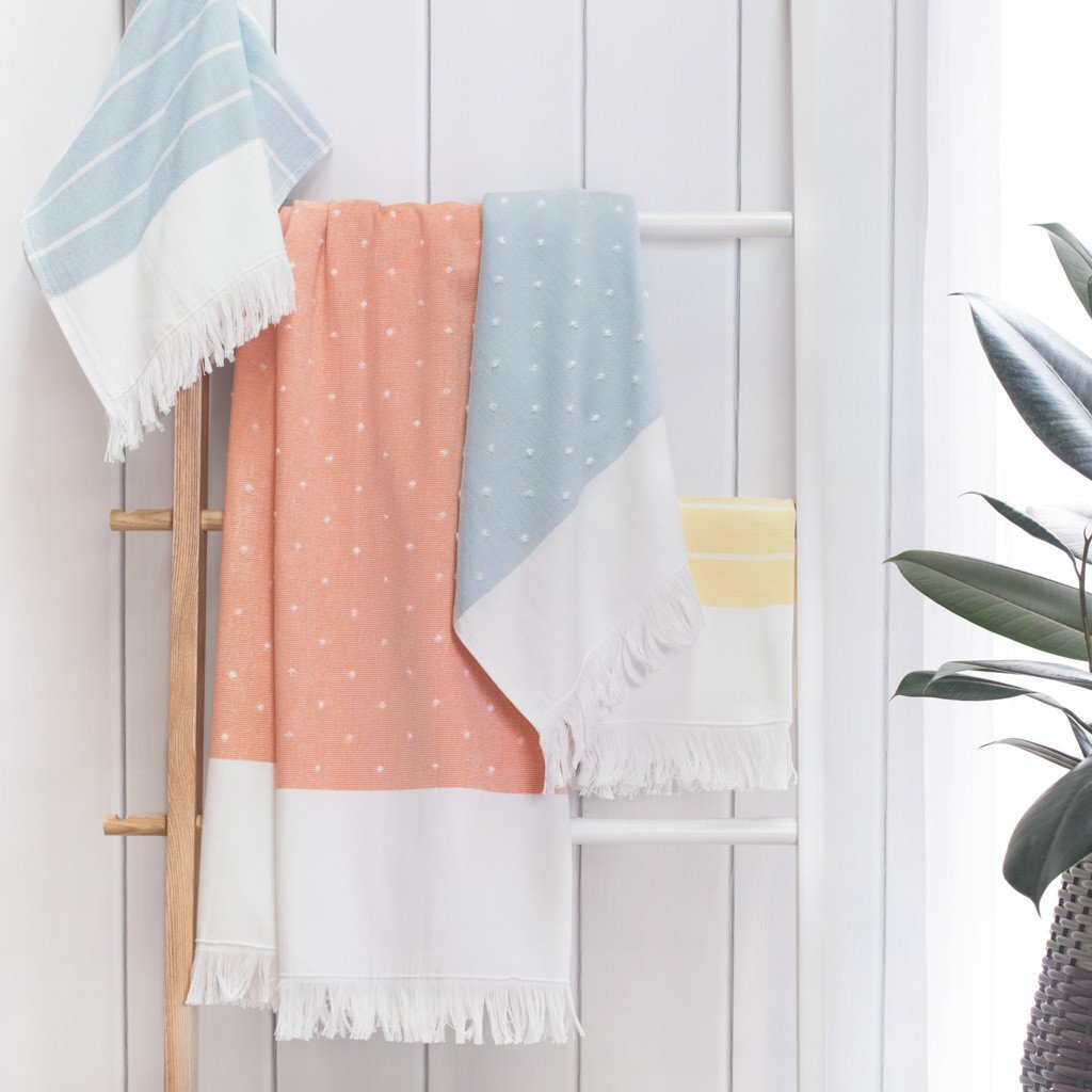 Premium Blue Stripe Fouta Towel Resort Set - 4 Washcloths, 4 Hand Towels, 4 Bath Towels + 2 Bath Sheets - Soft & Absorbent Cotton - Perfect for Spa, Beach & Luxury Bathroom Decor