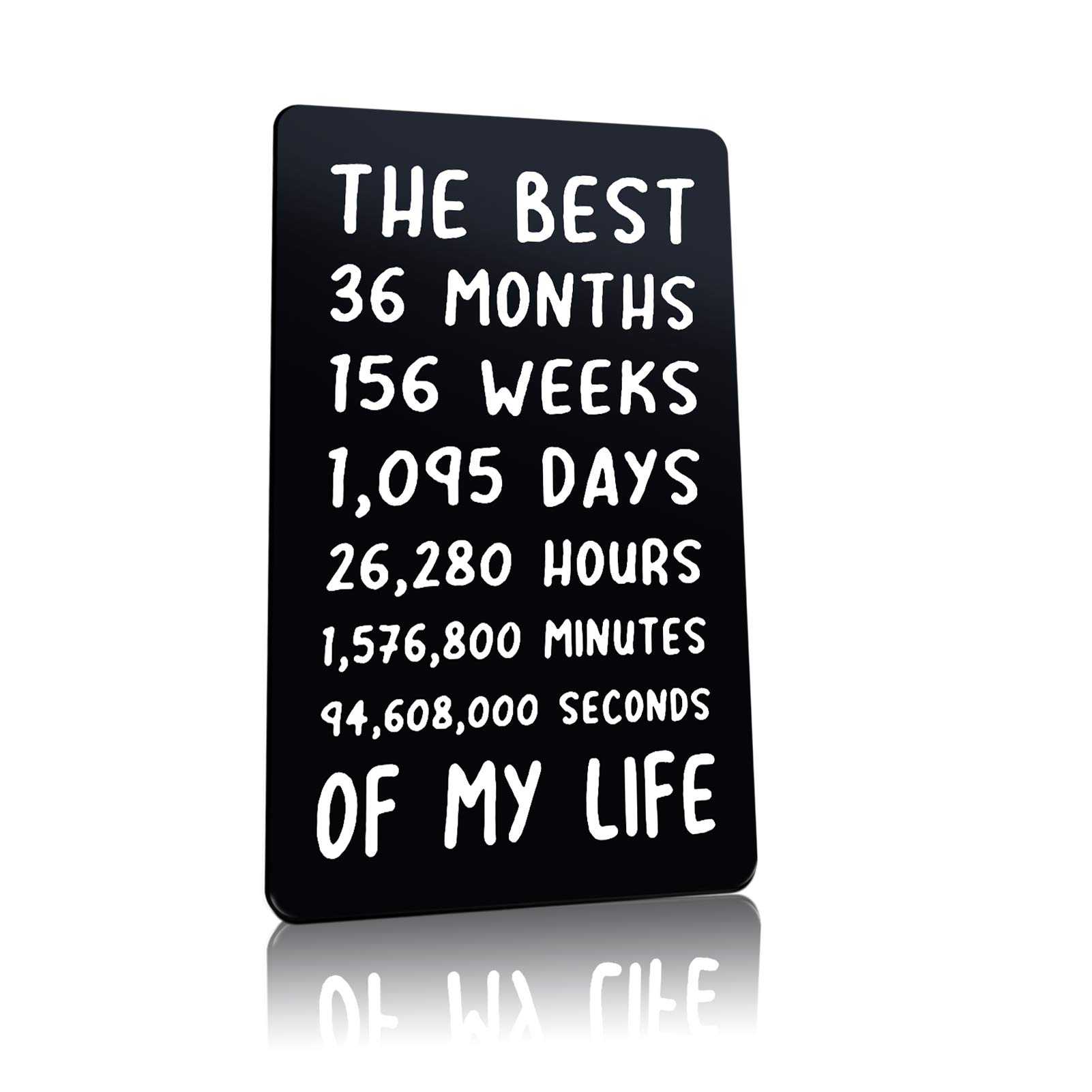 3 Year Anniversary Card for Husband - Engraved Wallet Insert Gift for Boyfriend, Men - Romantic Wedding, Fathers Day, Christmas & Valentines Present - Perfect for Anniversaries, Special Occasions & Keepsakes