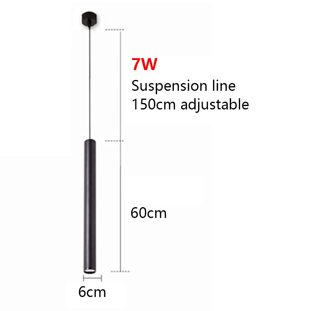 Dimmable LED Ceiling Lamp - 7W Cylinder Pendant Light with 3 Color Temperatures, Aluminum Hanging Tube Chandelier for Living Room, Bedroom & Dining Room Lighting
