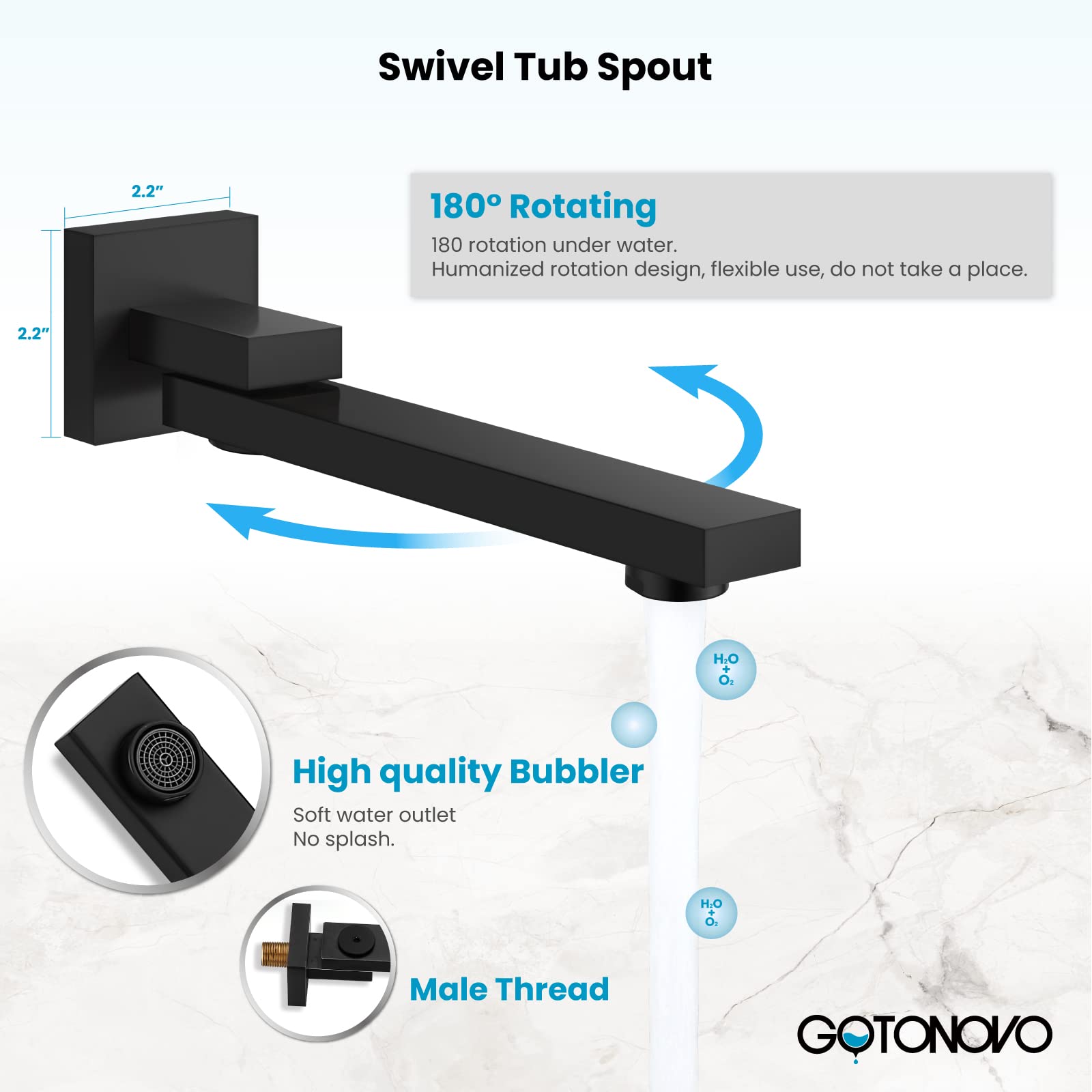 Gotonovo 12 Inch Matte Black Ceiling Mount Shower System - Triple Function Bathroom Shower Faucet Set with Tub Spout, High Pressure Square Rain Showerhead & Hand Shower - Perfect for Modern Bathroom Renovations and Spa-Like Shower Experience