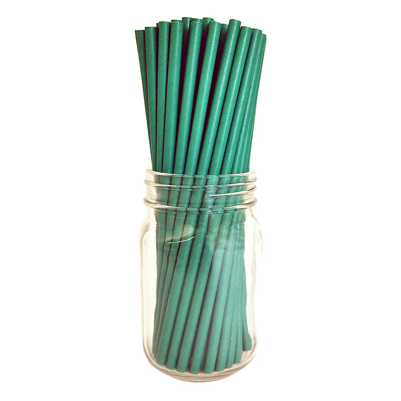BarConic® Eco Friendly Paper Straws - 100 Pack, 7 3/4 Inch Solid Green Color, Biodegradable & Compostable Drinking Straws for Parties, Restaurants, and Home Use