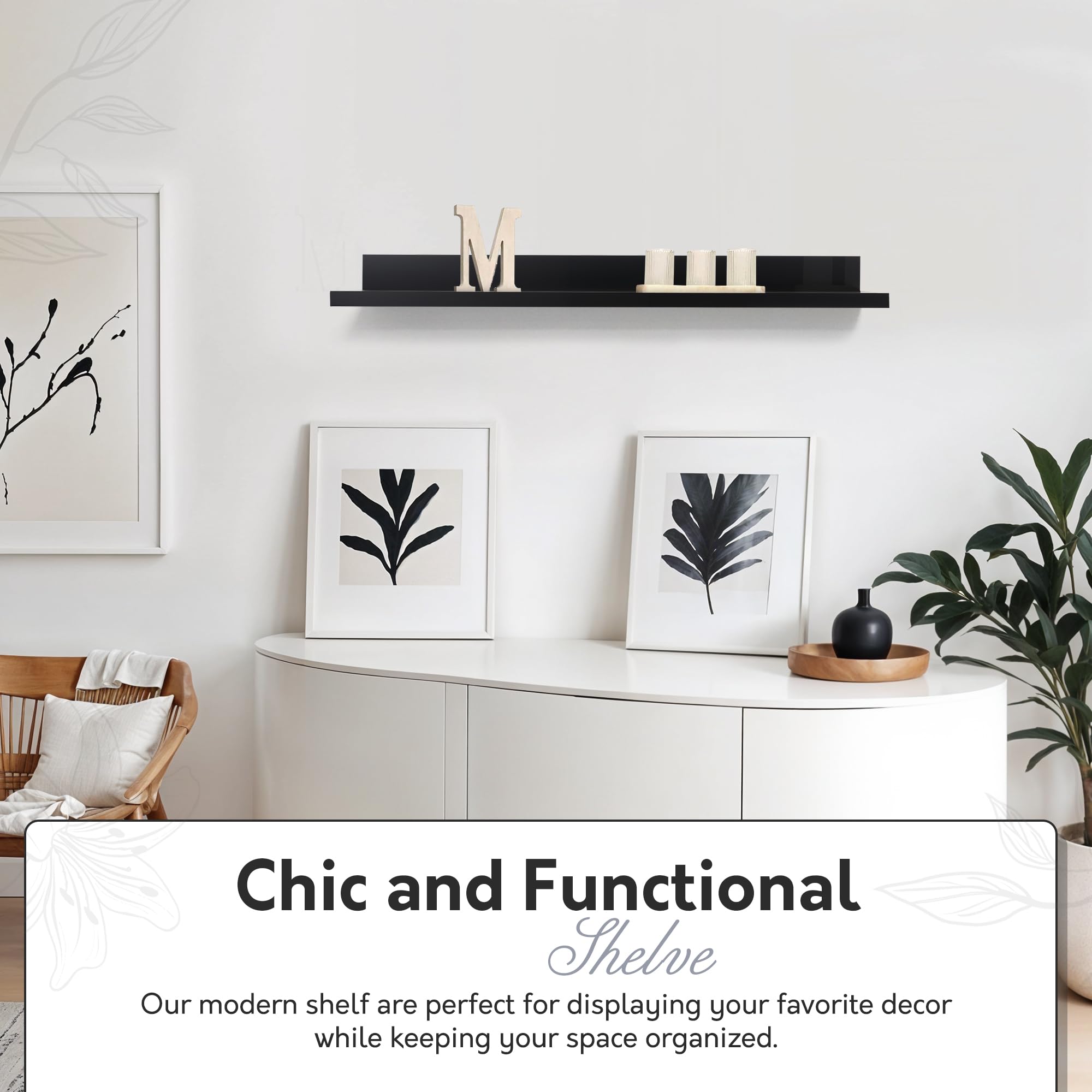 InPlace Floating Wall Shelves Set of 2 - 4.5