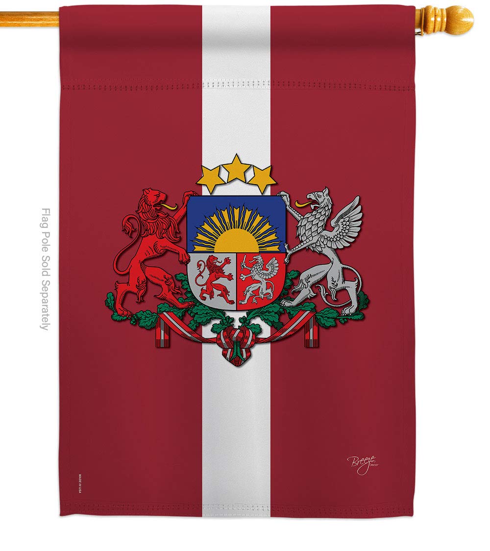Latvia National Flag 28x40 Inches - Premium Decorative House Flag for Outdoor & Indoor Use - Breeze Decor H108201 - Perfect for National Holidays, Sports Events & Patriotic Displays