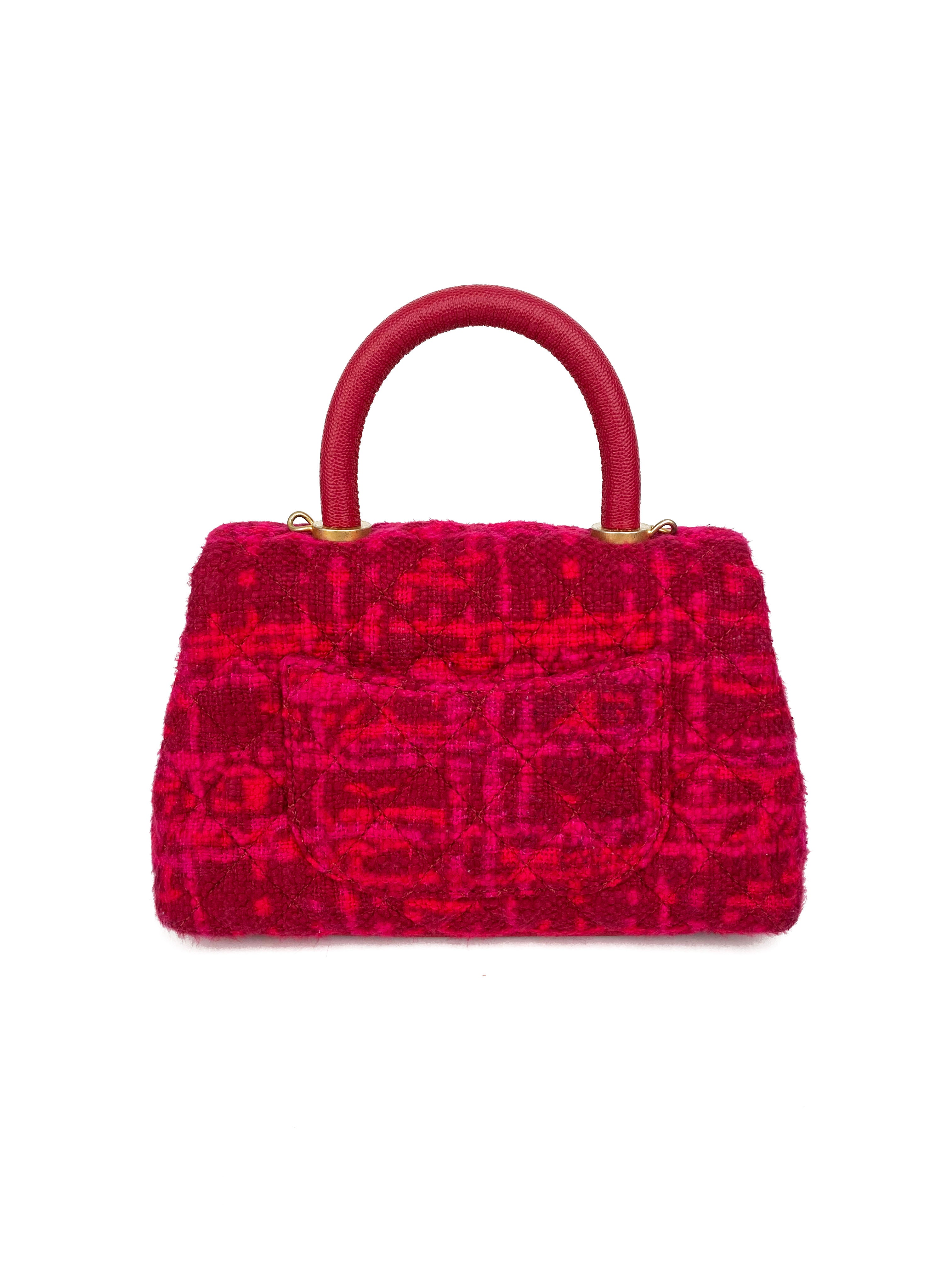 Chanel Small Pink Tweed Coco Handle Bag - Luxury Designer Handbag for Women | Perfect for Parties, Weddings & Everyday Elegance