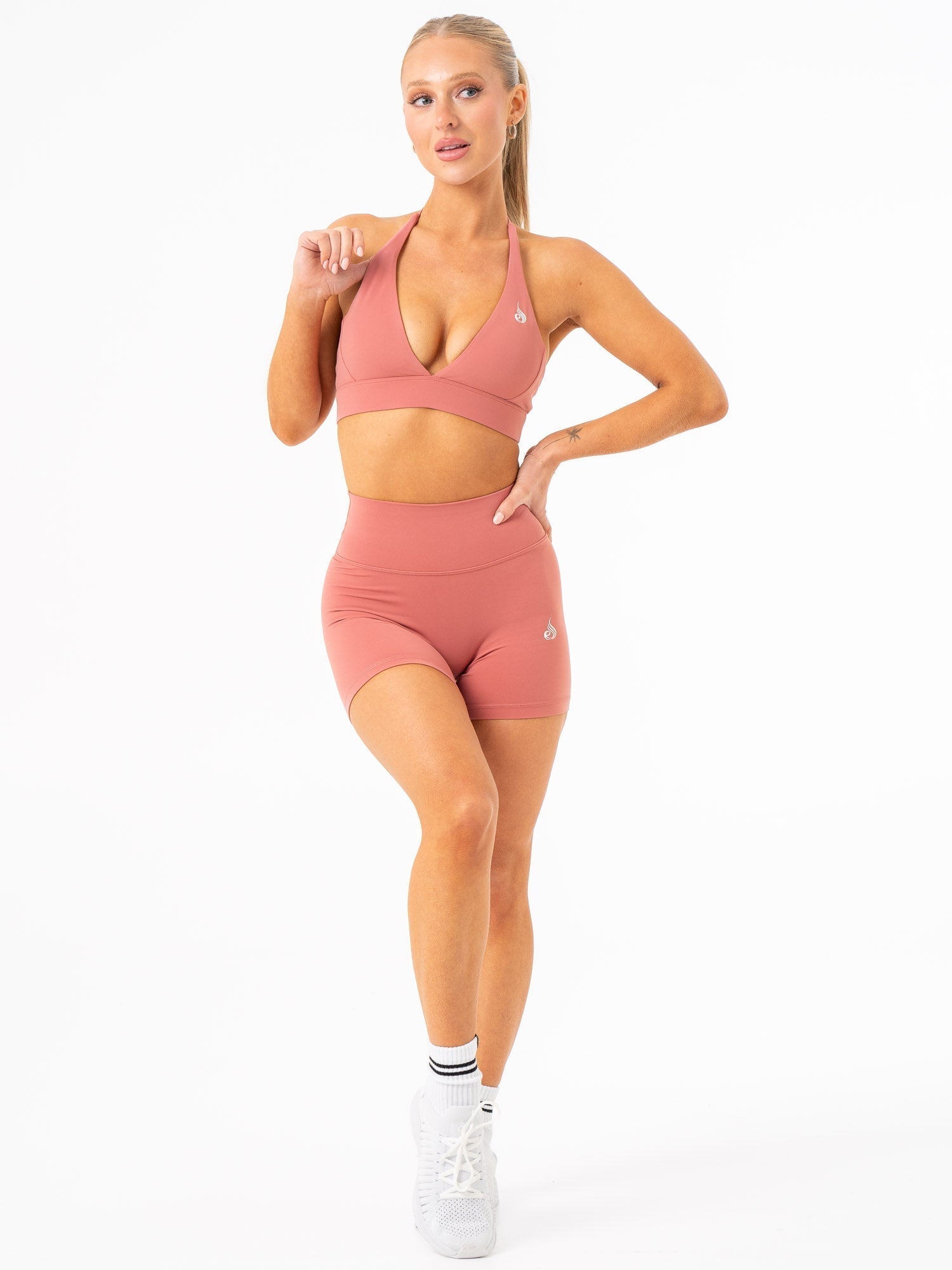 NKD High Waisted Shorts for Women - Soft Stretchy Denim Shorts in Dusty Pink | Perfect for Summer, Beach, and Casual Outfits