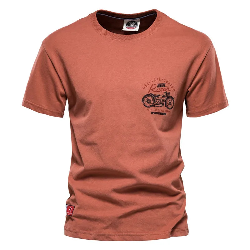 Men's Big Printed T-Shirt - 100% Cotton Casual Solid Color Crew Neck Tee | Summer Streetwear Fashion | Perfect for Daily Wear, Gym & Outdoor Activities