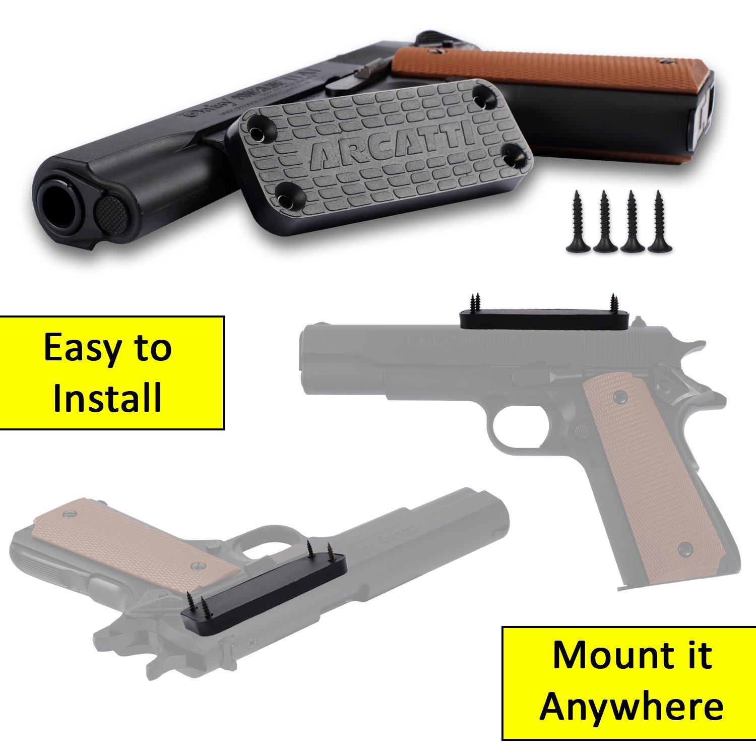 Military Grade Gun Magnet Mount - 35lbs Strong Magnetic Firearm Holder for Handgun, Pistol, Rifle, Shotgun & Revolver - Secure Weapon Storage for Home, Car, Truck or Workshop - Perfect for Quick Access & Space Saving