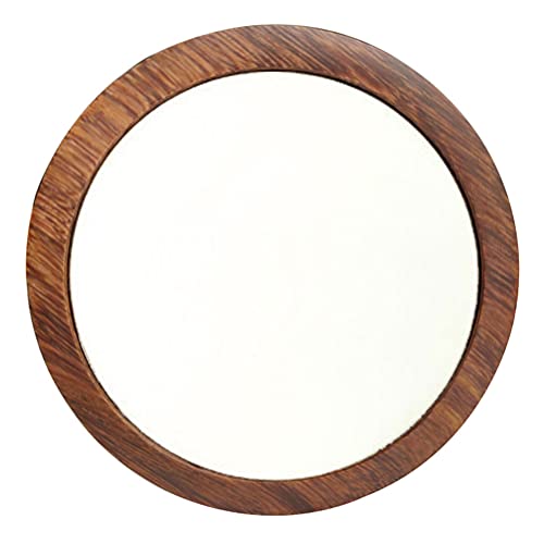 Lurrose Wooden Makeup Mirror - Mini Retro Round Pocket Mirror, Portable Compact Vanity Mirror for Travel & Home Makeup - Perfect for Cosmetics, Gifts & Handbag Essentials