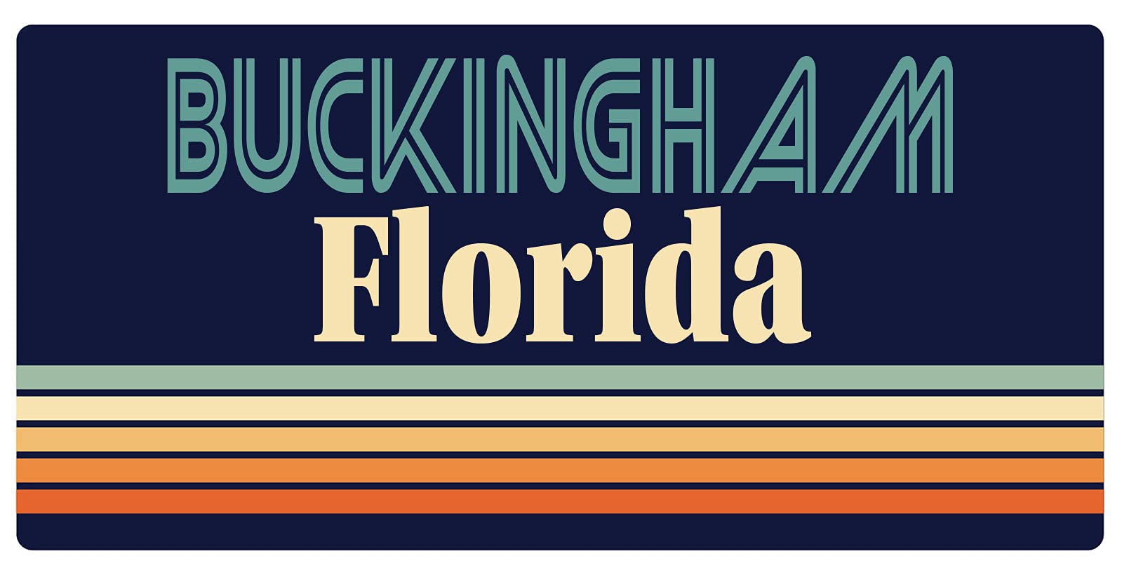 Buckingham Florida 5 x 2.5-Inch Retro Fridge Magnet - Vintage Souvenir for Refrigerators, Lockers & Metal Surfaces - Perfect for Home, Office & Travel Memories