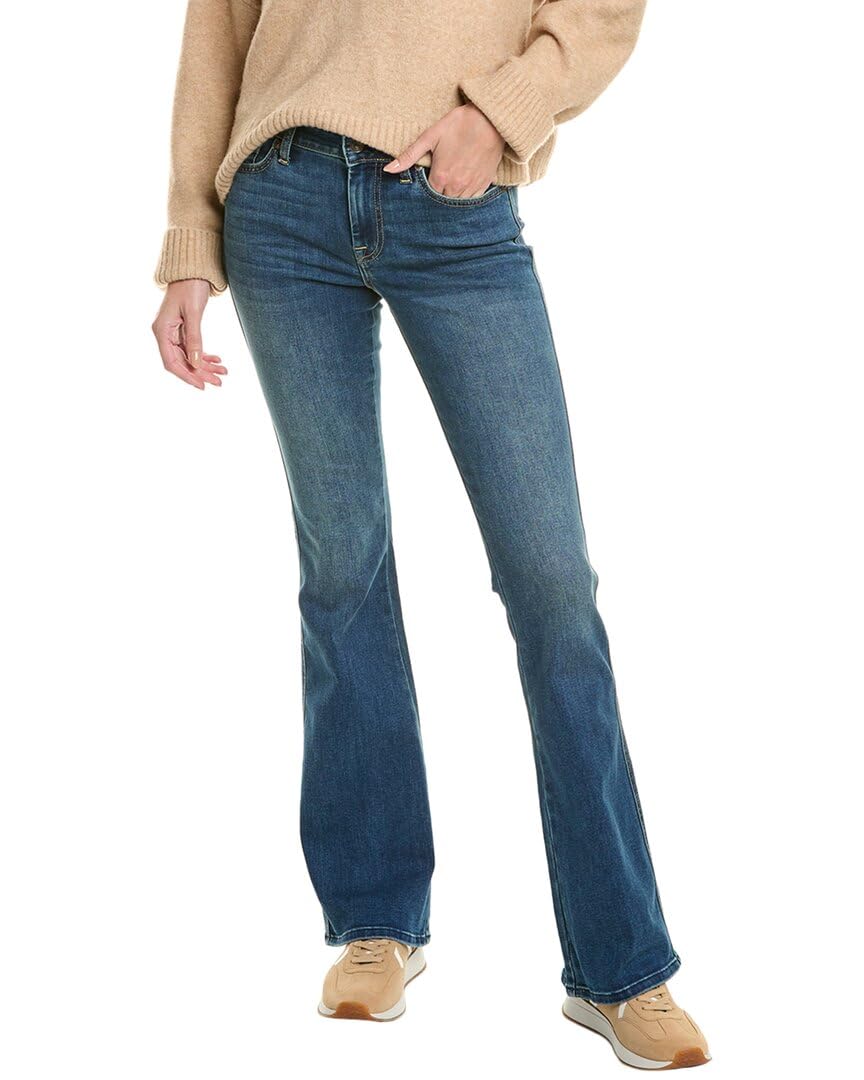 7 For All Mankind Women's Crop Flare Jeans - High Waisted Stretch Denim Pants for Casual & Date Night Outfits