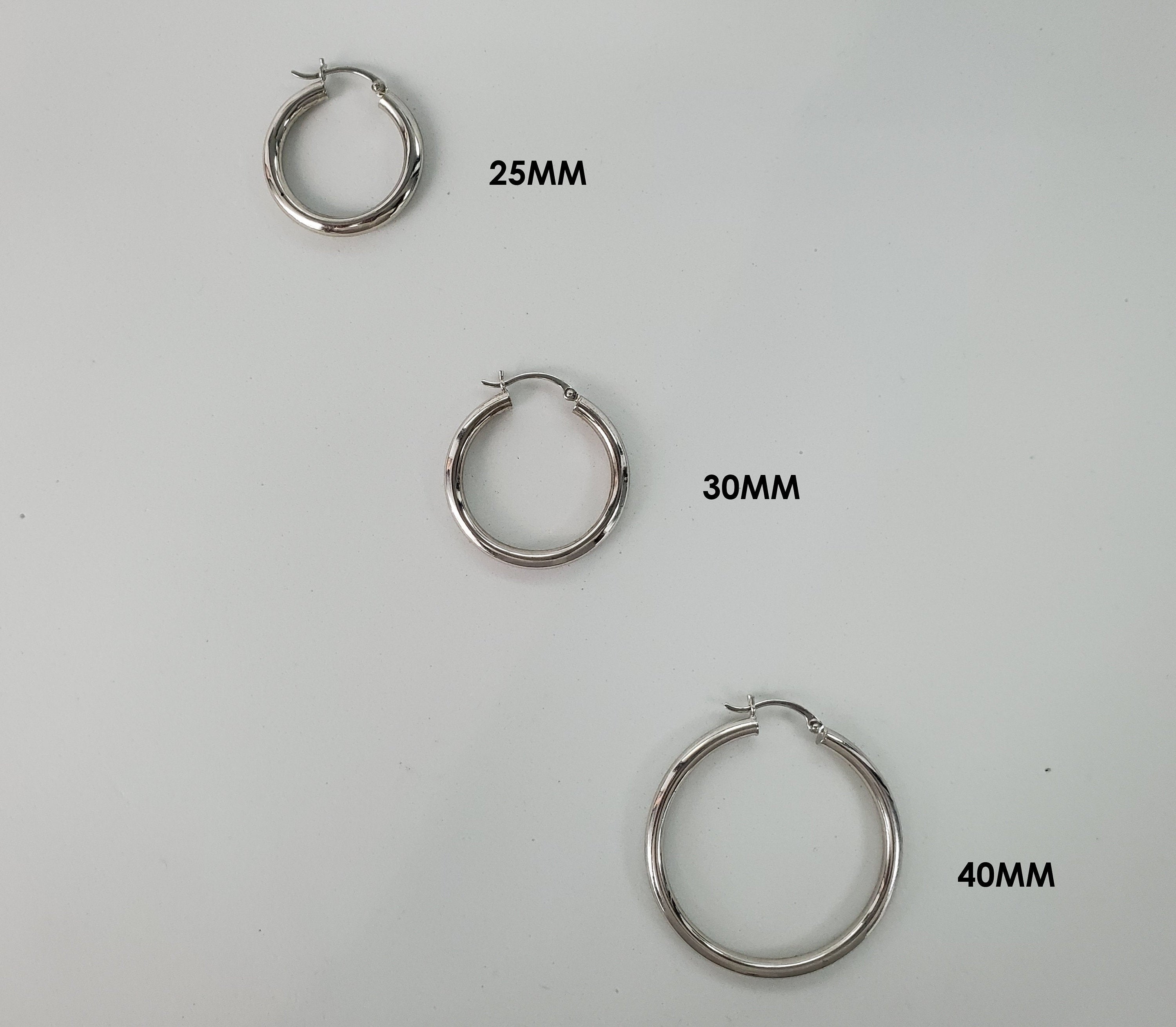 25mm or 30mm Polished 14K White Gold Hoop Earrings for Women - Elegant Everyday & Special Occasion Jewelry Gift