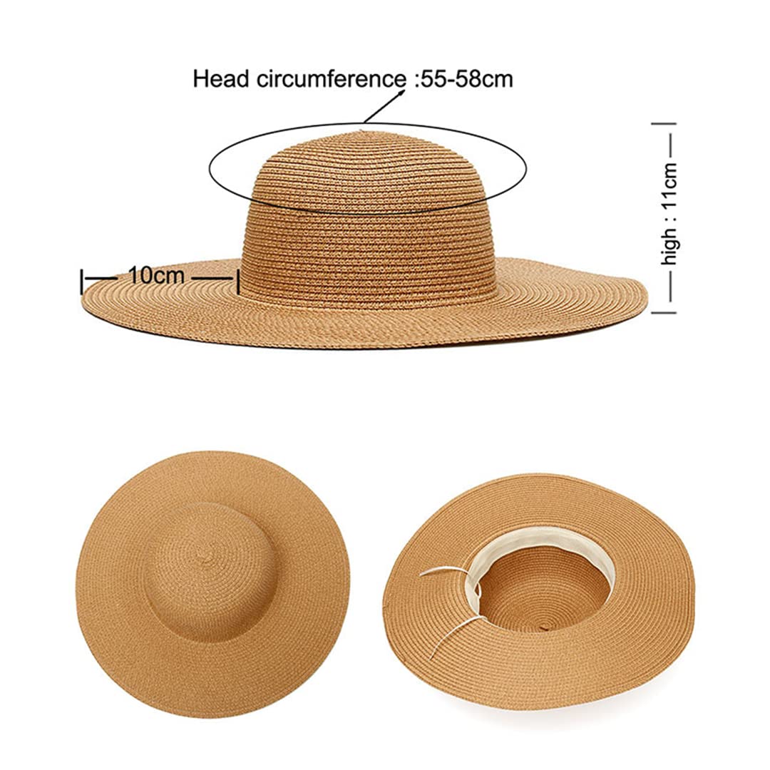 Custom Embroidered Women's Straw Hat with Personalized Text & Logo - Wide Brim Summer Beach Hat for Outdoor Activities, Vacations & Sun Protection