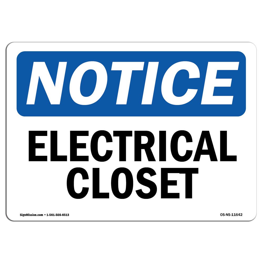 OSHA Compliant Electrical Closet Warning Sign - Durable Rigid Plastic Safety Sign for Business, Construction Sites & Warehouses | Made in USA | Ideal for Hazardous Areas & Workplace Safety Compliance