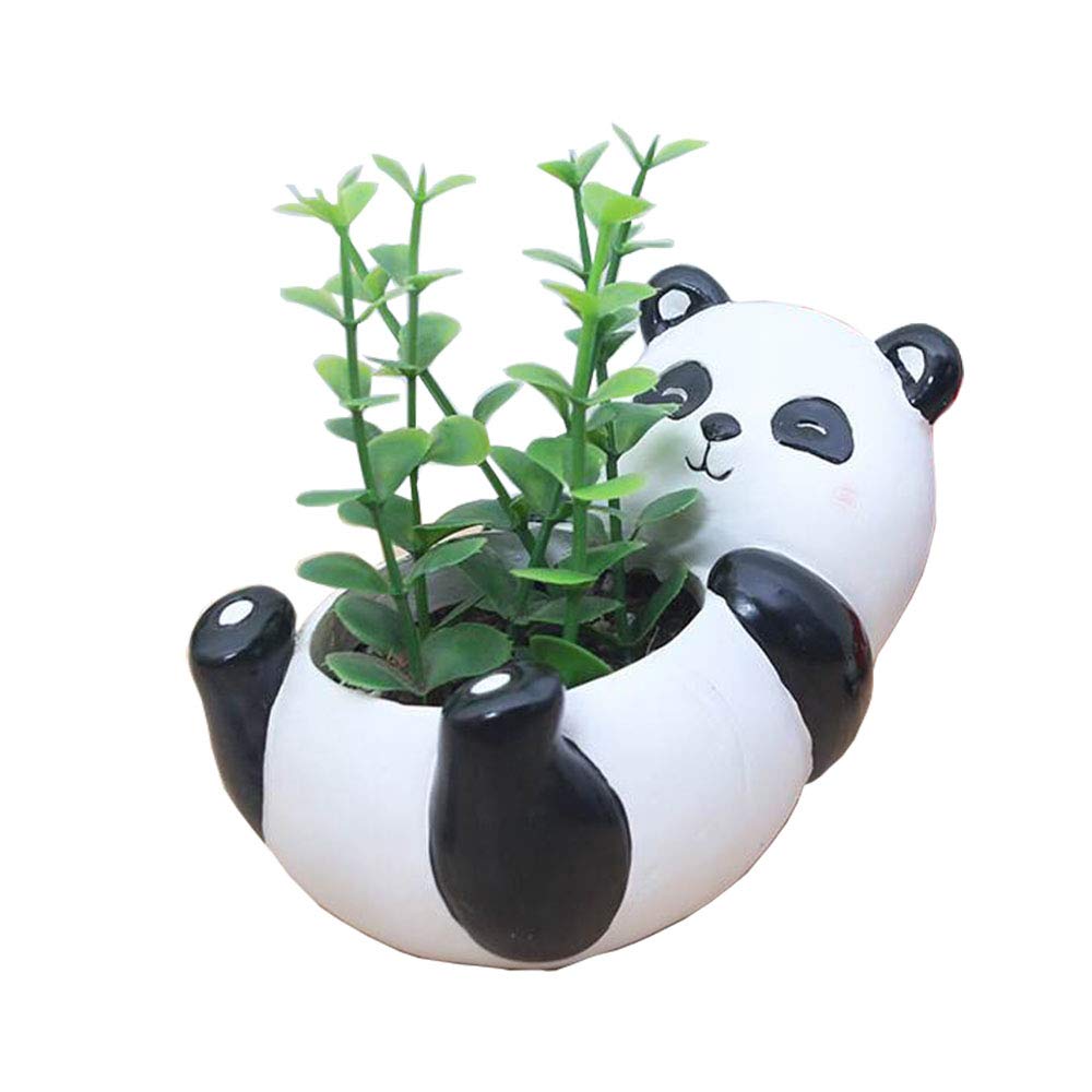 Adorable Panda Flower Pot - Small Resin Succulent Planter with Cute Animal Design - Perfect Desk Decor for Home & Office Plants