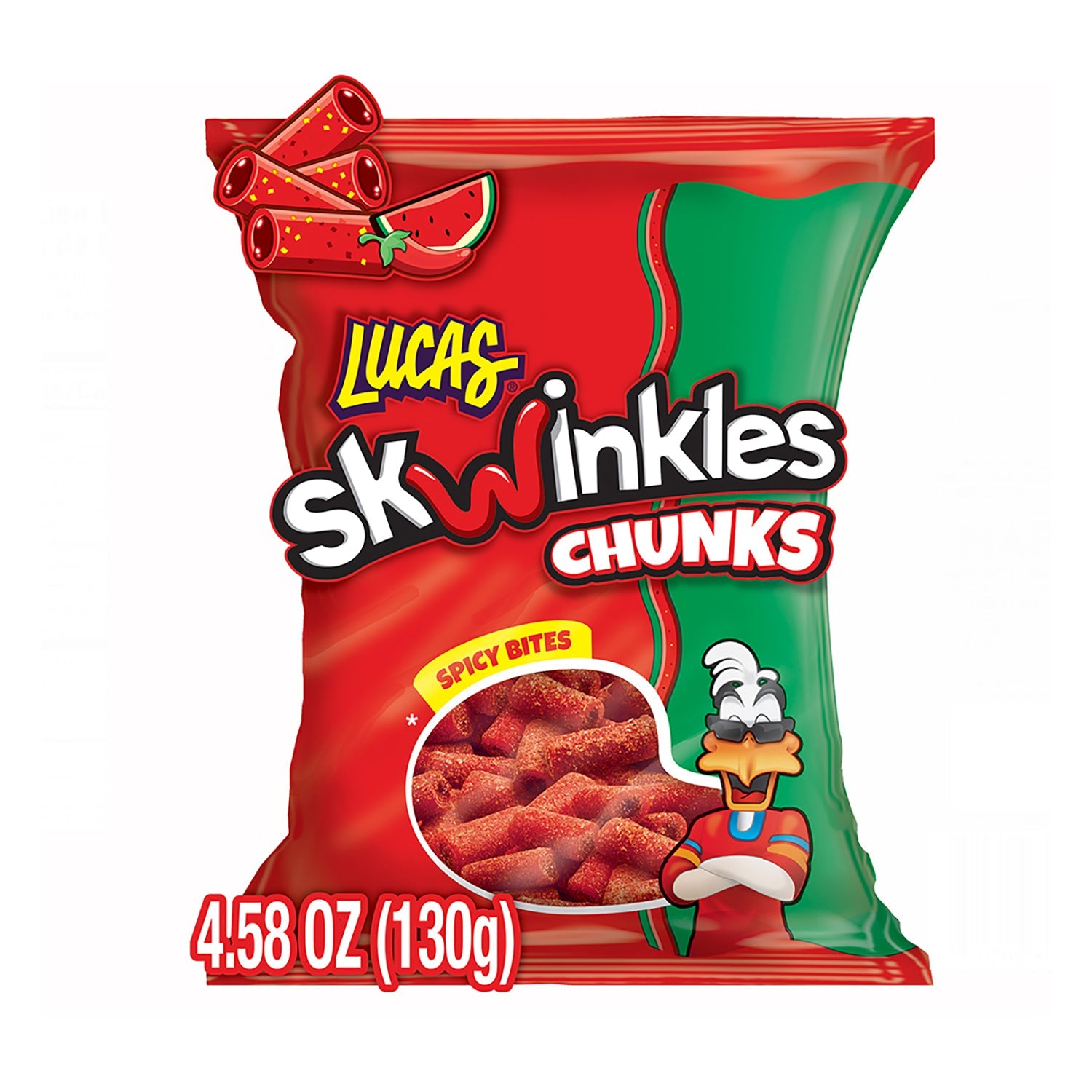 Lucas Sandia Chunks - 4.5oz Dried Watermelon Snacks, 12 Count Resealable Bag - Perfect for On-the-Go, Hiking, and Healthy Snacking