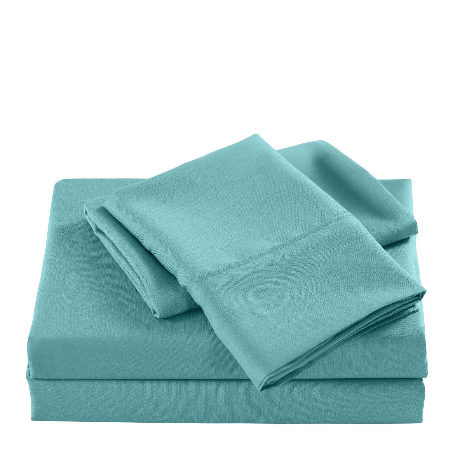 2000 Thread Count Bamboo Cooling Sheet Set - Ultra Soft & Breathable King Size Bedding in Aqua Blue | Perfect for Hot Sleepers & Summer Nights