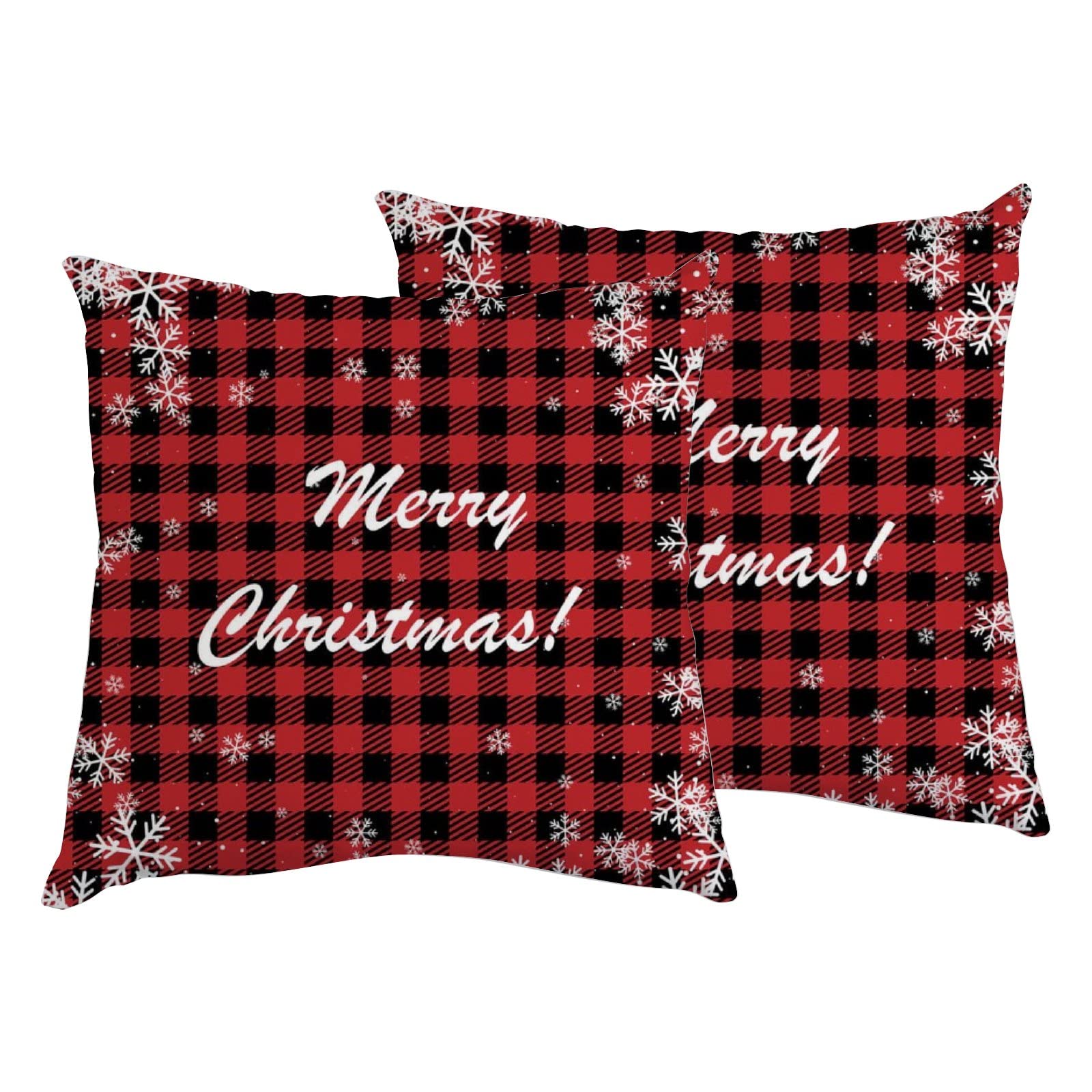 Vantaso 2 Pack Christmas Buffalo Plaid Red Pillow Covers 16x16 Inch - Decorative Throw Pillow Cases for Sofa, Couch & Bedroom - Cozy Winter Holiday Home Decor (Perfect for Christmas, Living Room & Seasonal Styling)